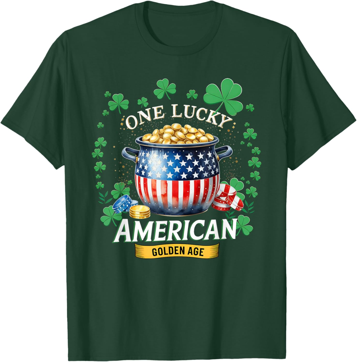 One Lucky American Golden Age Patriotic St. Patrick's Day T-Shirt - 1