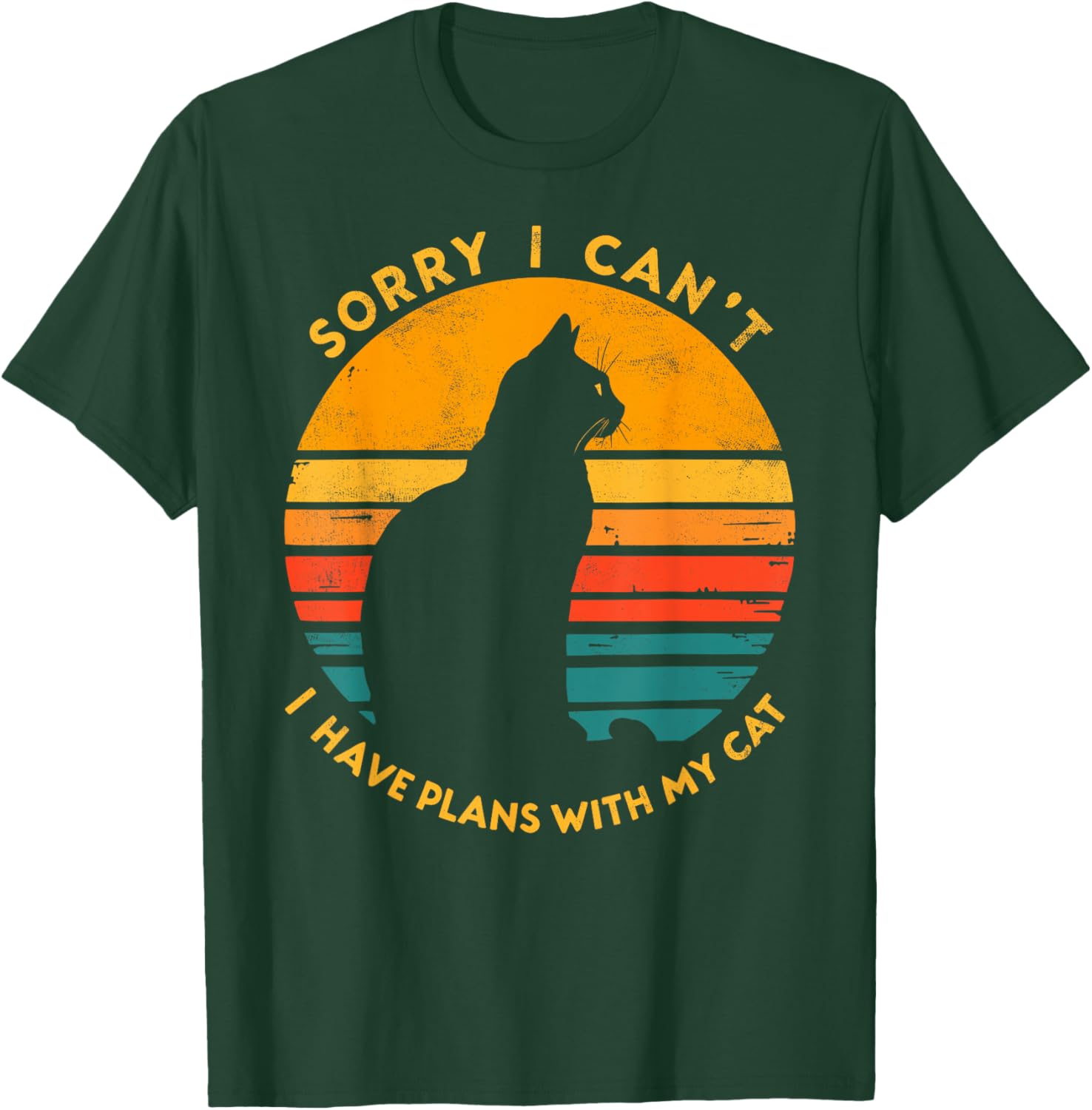Retro Cat Lovers Joke T-Shirt Sorry I Can't I Have Plans with My Cat - 11