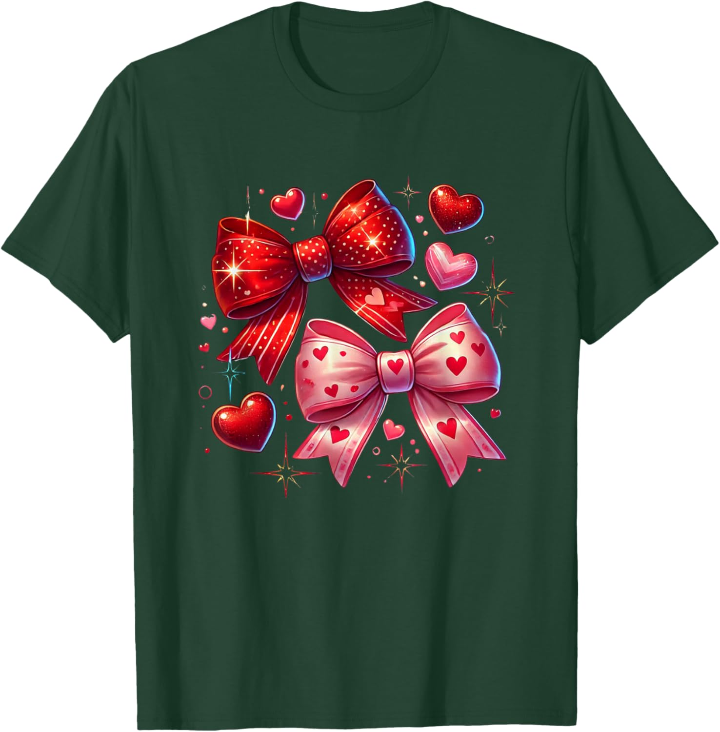 Heart Bows and Stars Romantic Love T-Shirt for Couples and Gifting - 28