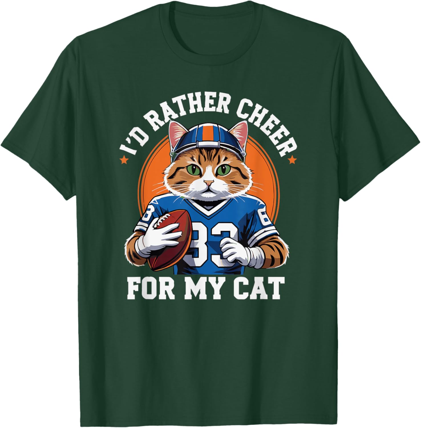 Funny I'd Rather Cheer for My Cat T-Shirt for Anti Football Lovers - 16