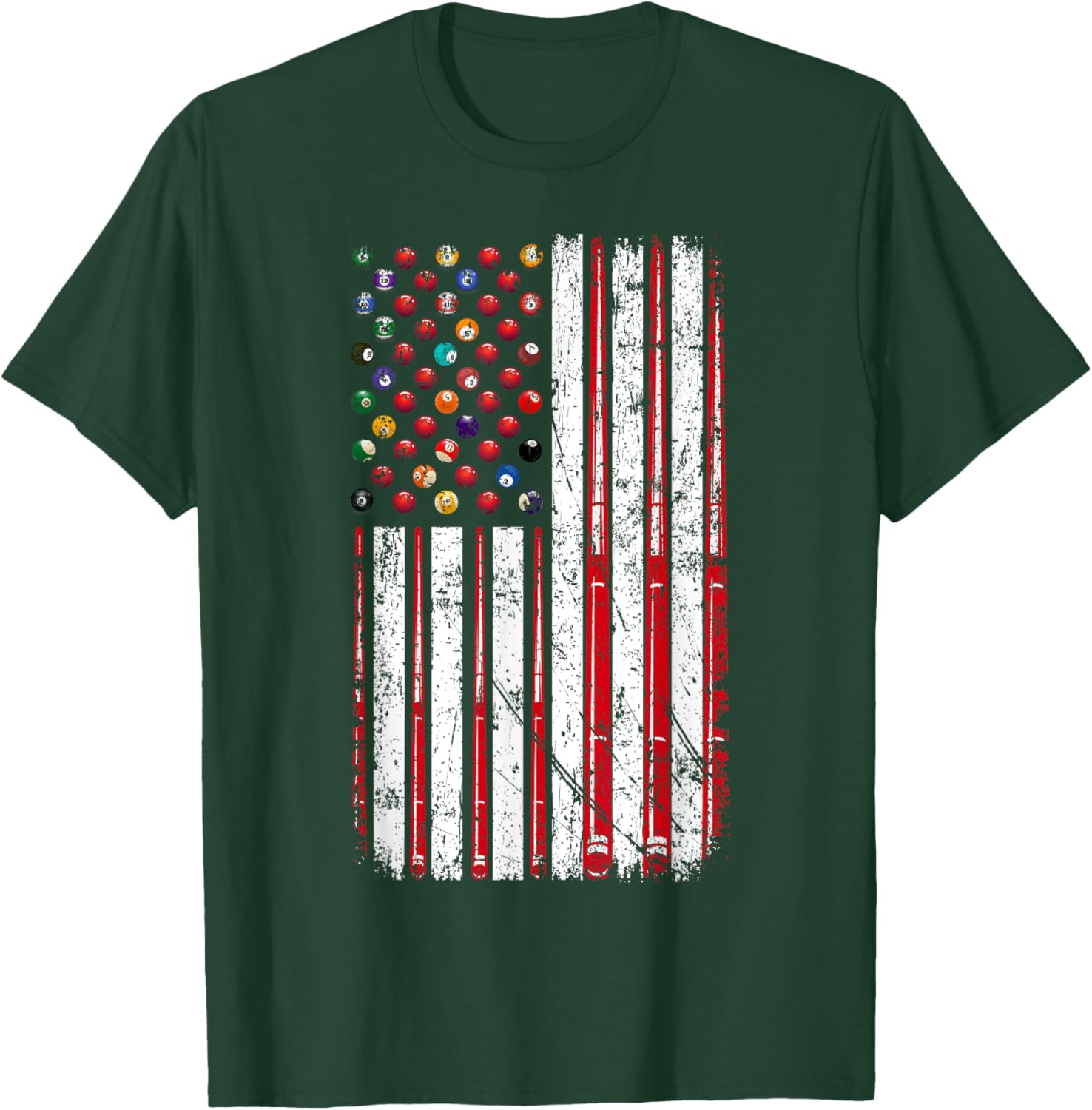 American Flag Pool Player T-Shirt for Billiard Lovers, USA Pride Apparel - 7