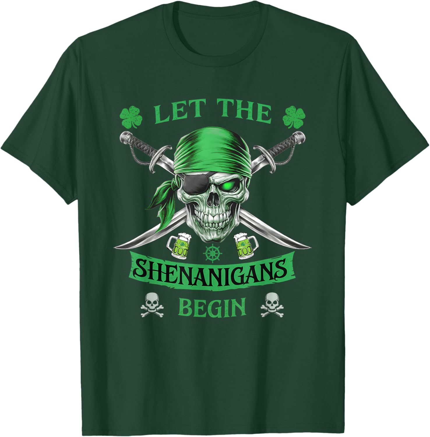 Pirate Skull St Patricks Day T-Shirt for Men Let the Shenanigans Begin - 13