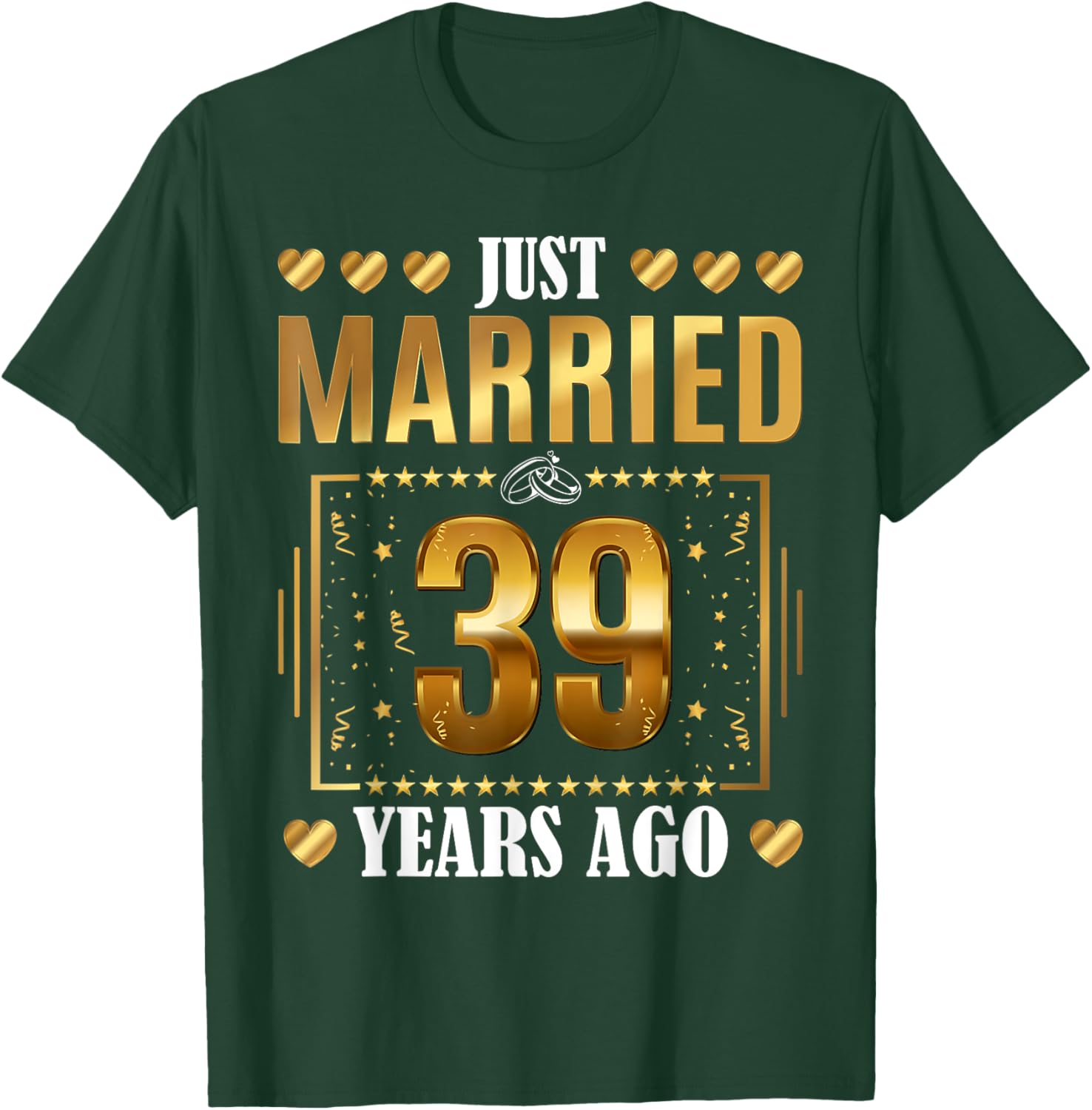 Just Married 39 Years Ago Couples T-Shirt for 39th Anniversary Celebration - 2