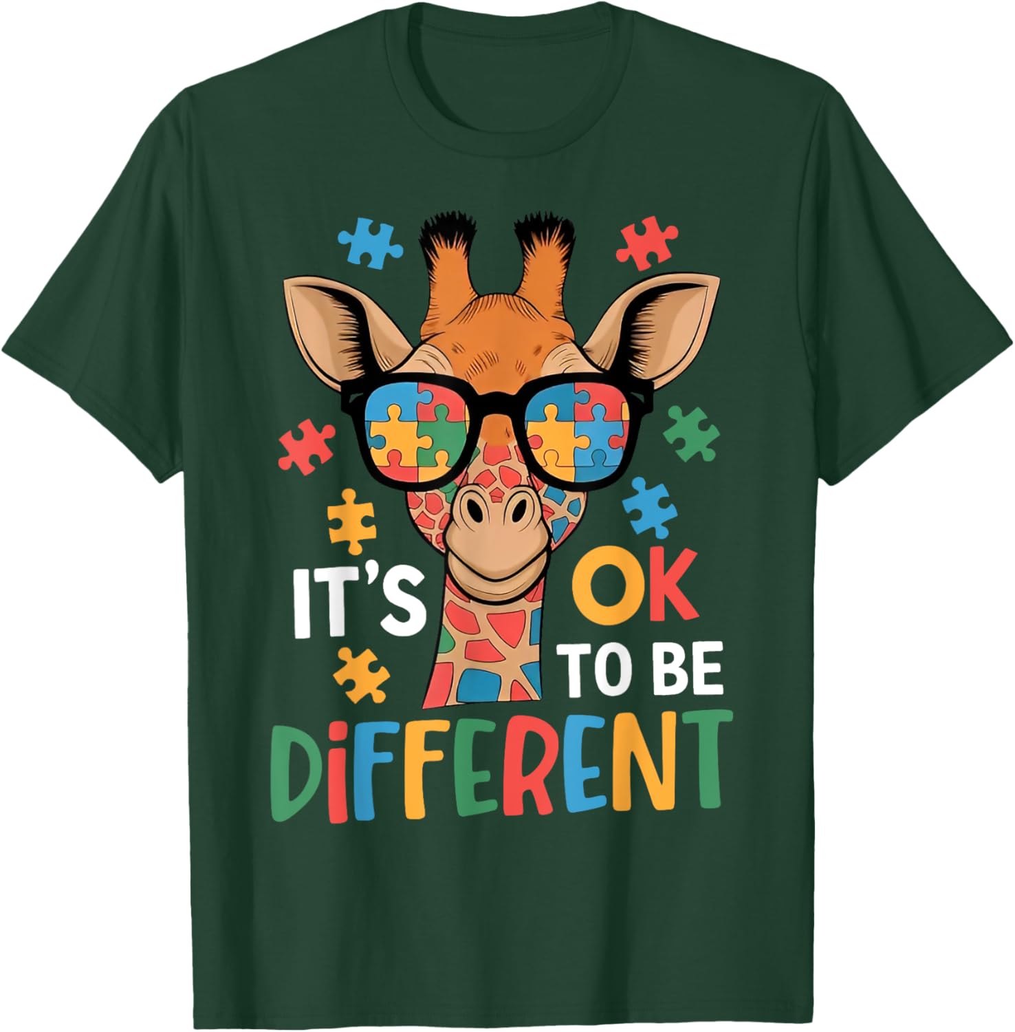 It's Okay to Be Different Giraffe Autism Awareness T-Shirt for Kids - 3