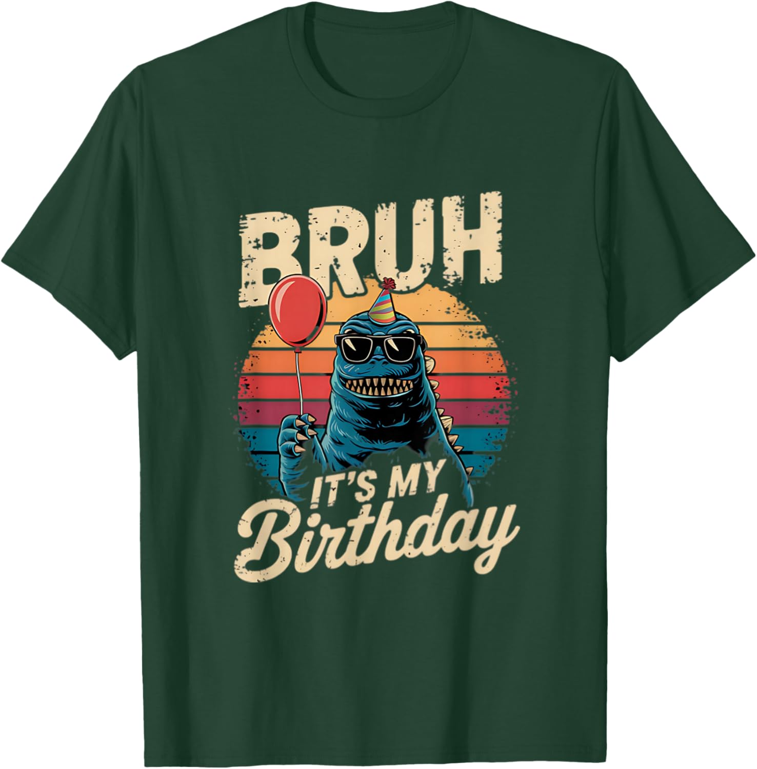 Birthday Kaiju Monster T-Shirt with Retro Sunset Adventure Design - 17