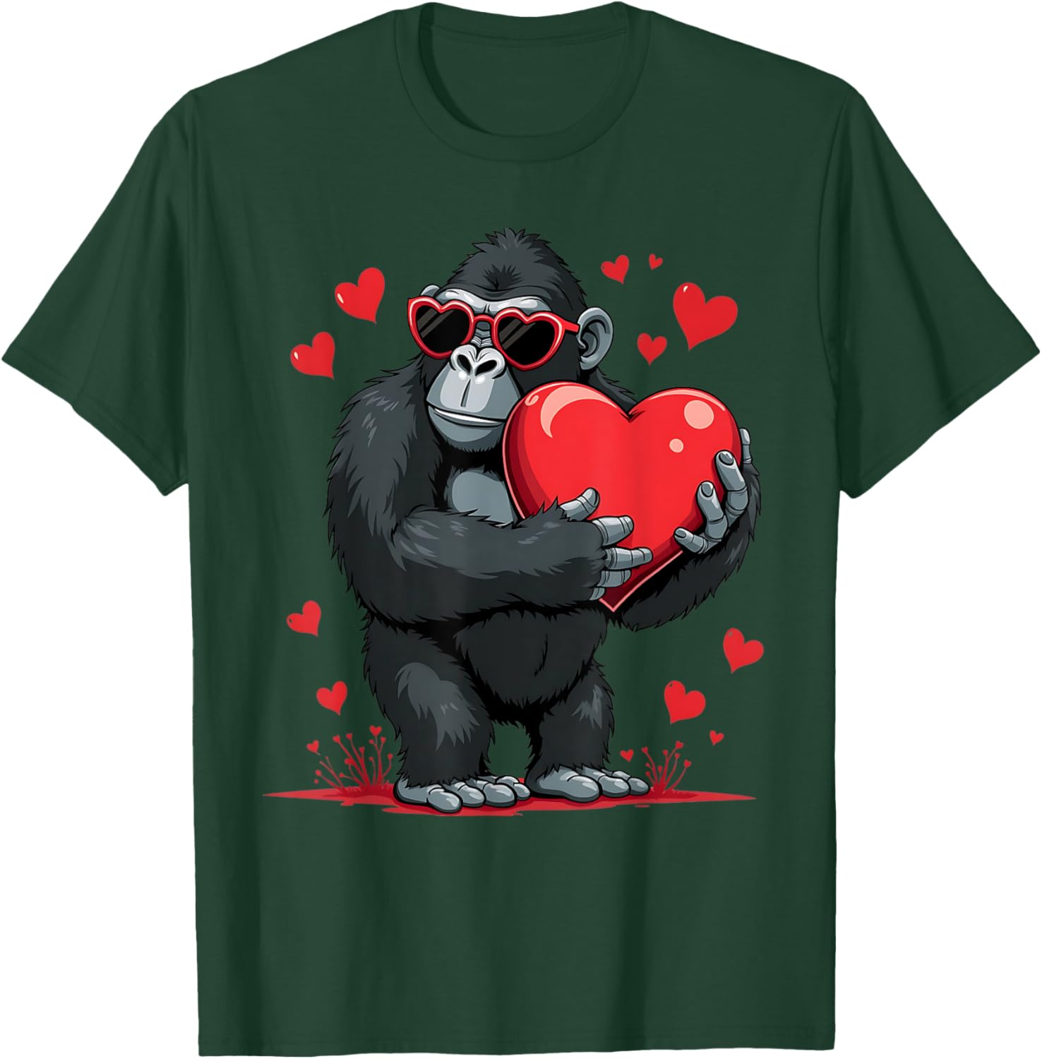Funny Gorilla Heart Sunglasses T-Shirt for Boys Perfect for Valentine's Day - 22