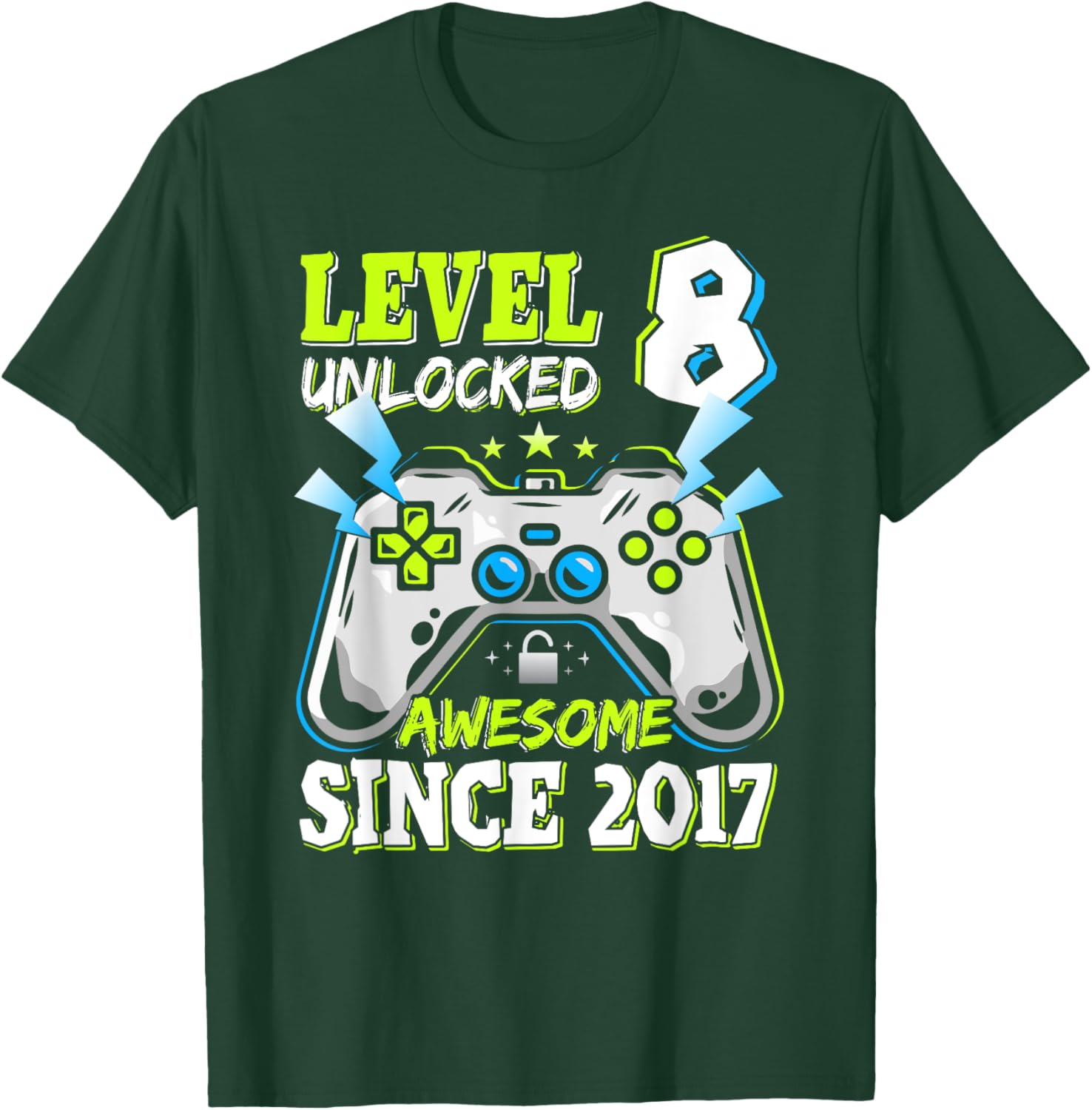Level 8 Unlocked 2017 Video Game Birthday T-Shirt for Boys - 8