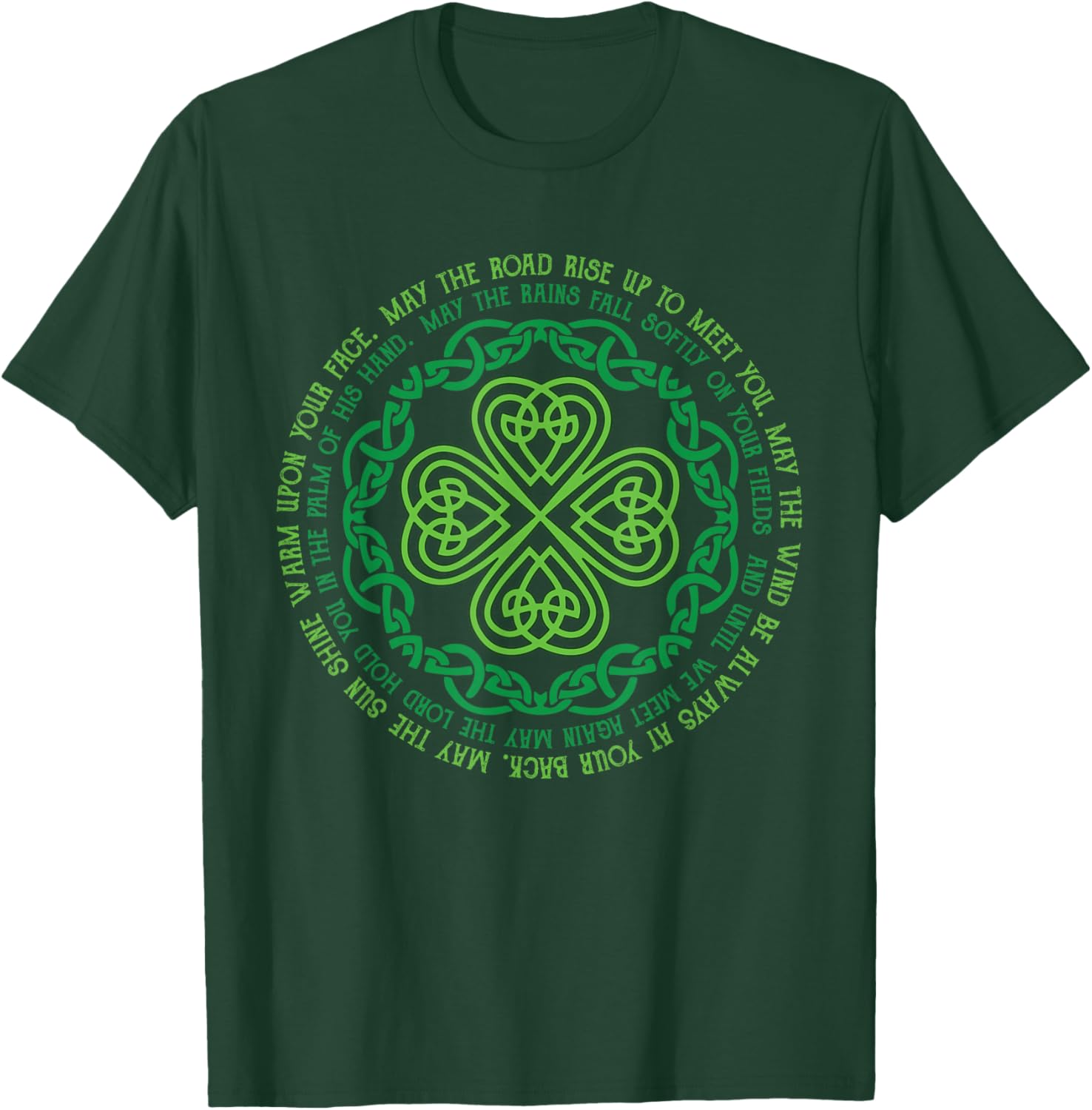 Irish Blessing T-Shirt with Celtic Knot and 4-Leaf Clover Design - 7