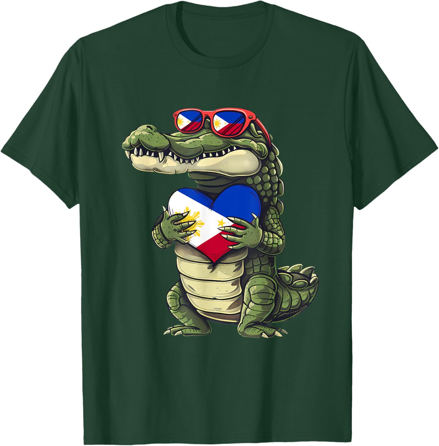 Philippines Crocodile Heart T-Shirt with Filipino Flag - Pilipinas Pride - 3
