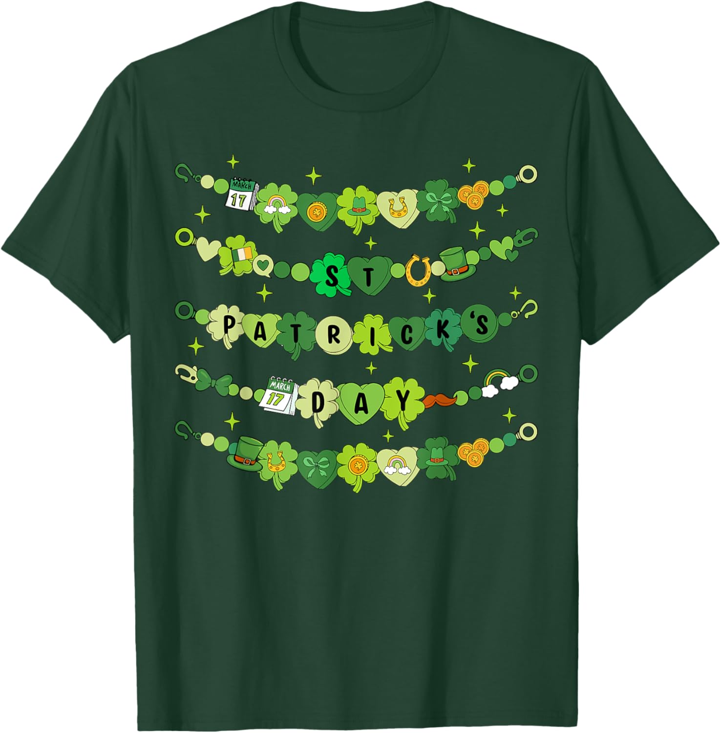 Happy St Patricks Day Friendship Bracelet T-Shirt for Girls - 13