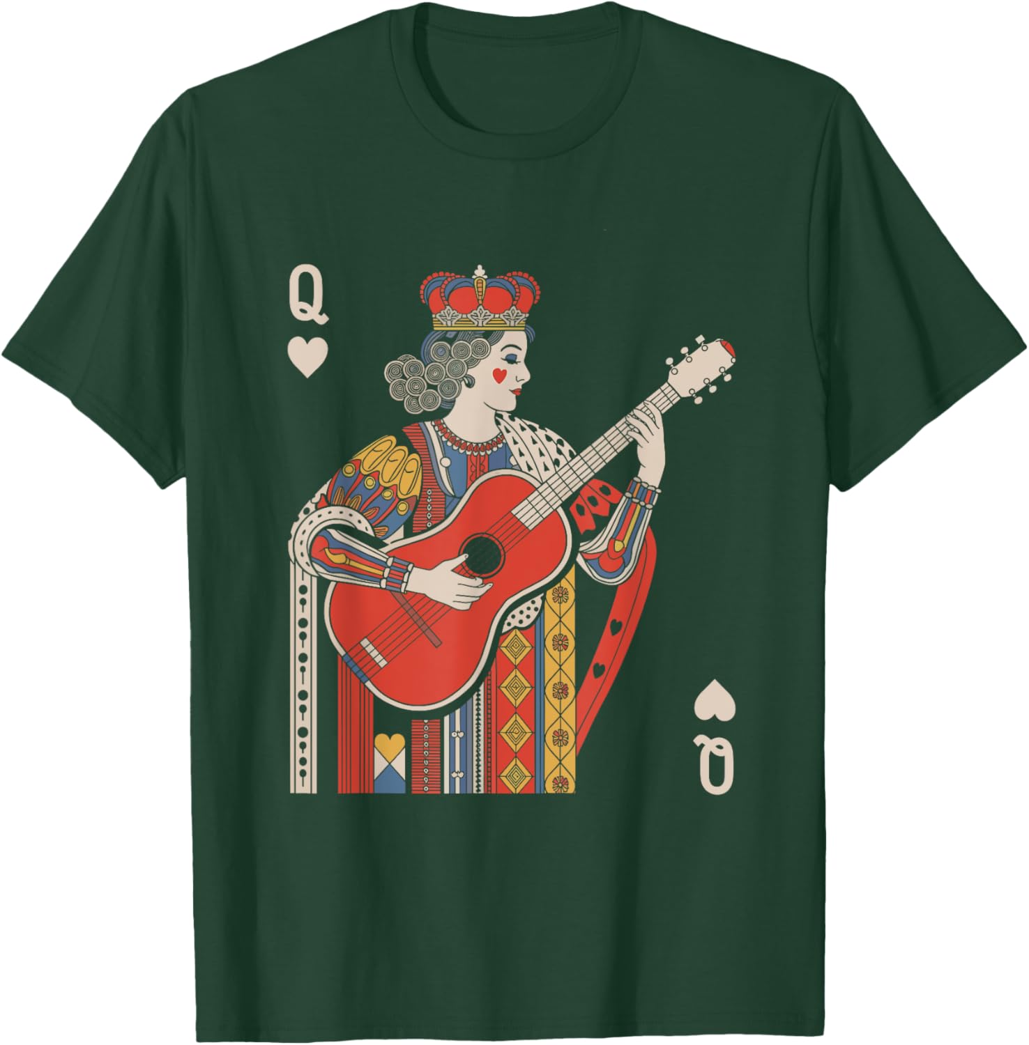 Queen of Playing Guitar Vintage Card T-Shirt for Music Lovers - 5