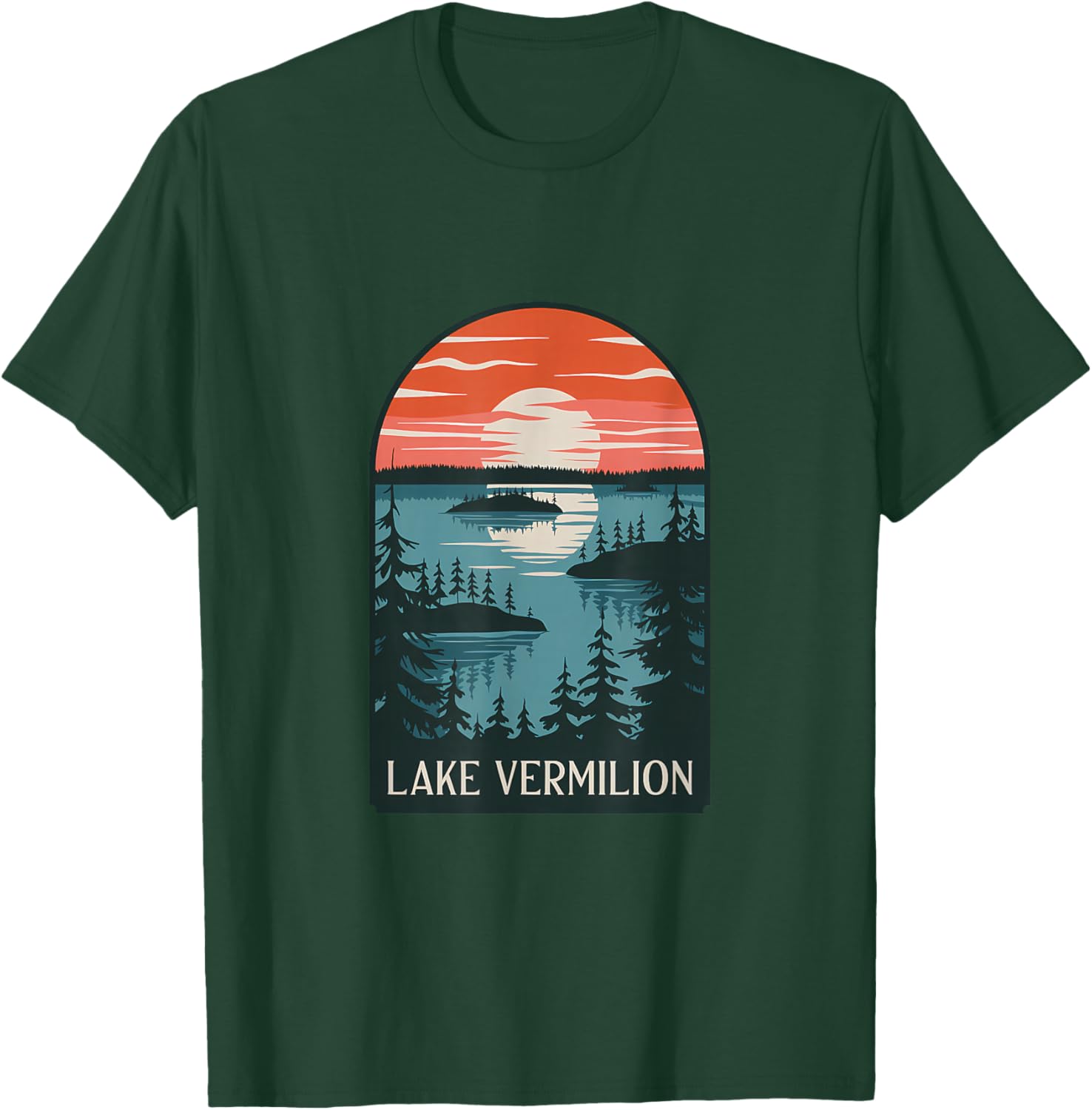 Lake Vermilion Sunset Reflection T-Shirt for Nature Lovers and Adventurers - 16