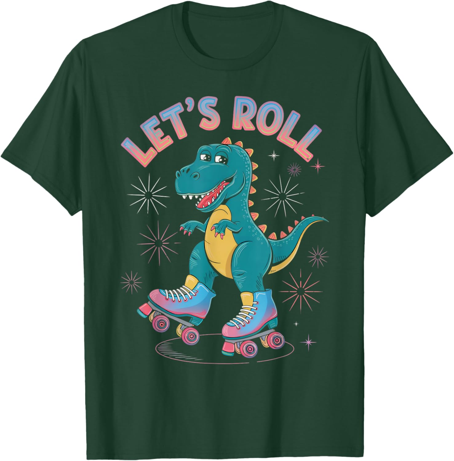 Dinosaur Roller Skates Women's T-Shirt Perfect for Roller Skating Parties - 12