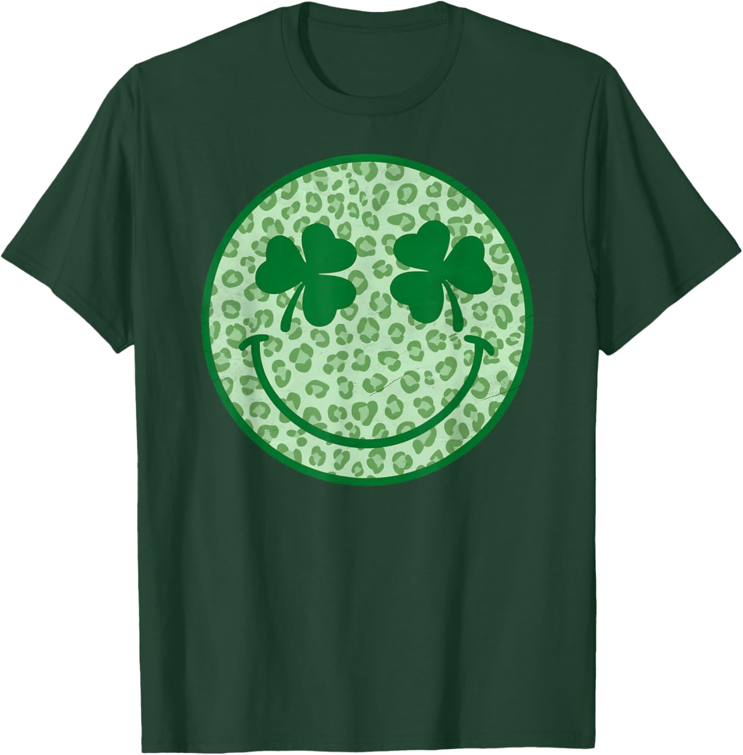 Smile Happy St Patricks Day Retro Shamrock Leopard T-Shirt for Fun Style - 18