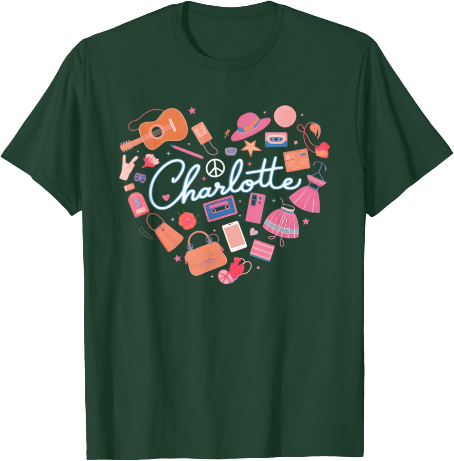 Personalized Charlotte Retro Heart T-Shirt for Girls - Cute Fashion Wear - 14