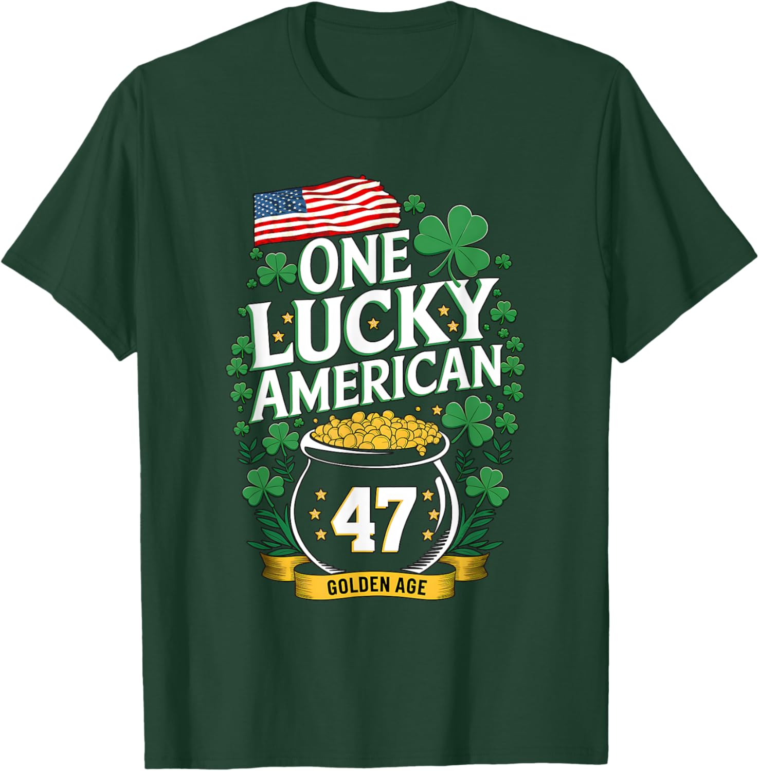 One Lucky American Golden Age St. Patrick's Day T-Shirt for All Ages - 3