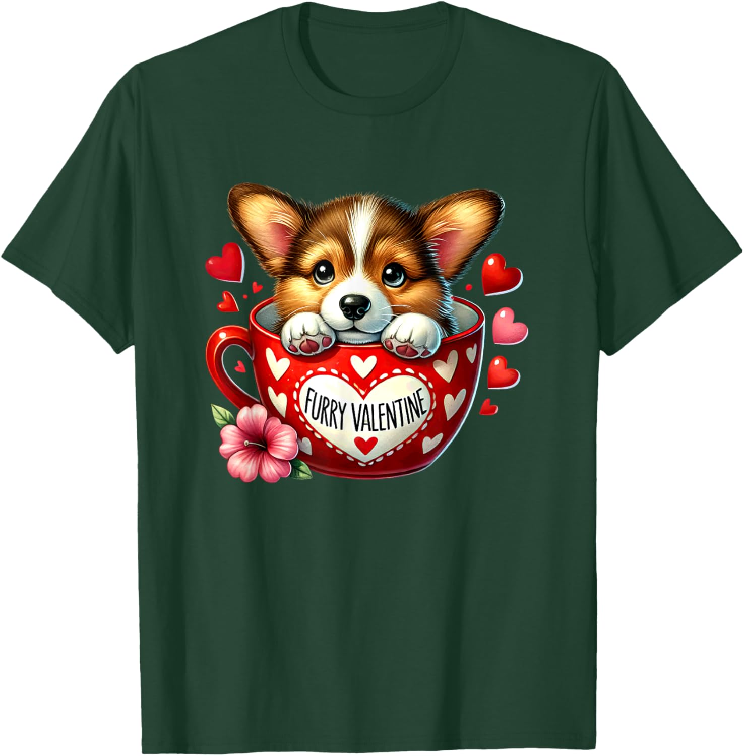Furry Valentine Corgi Puppy Love T-Shirt for Dog Lovers and Friends - 29