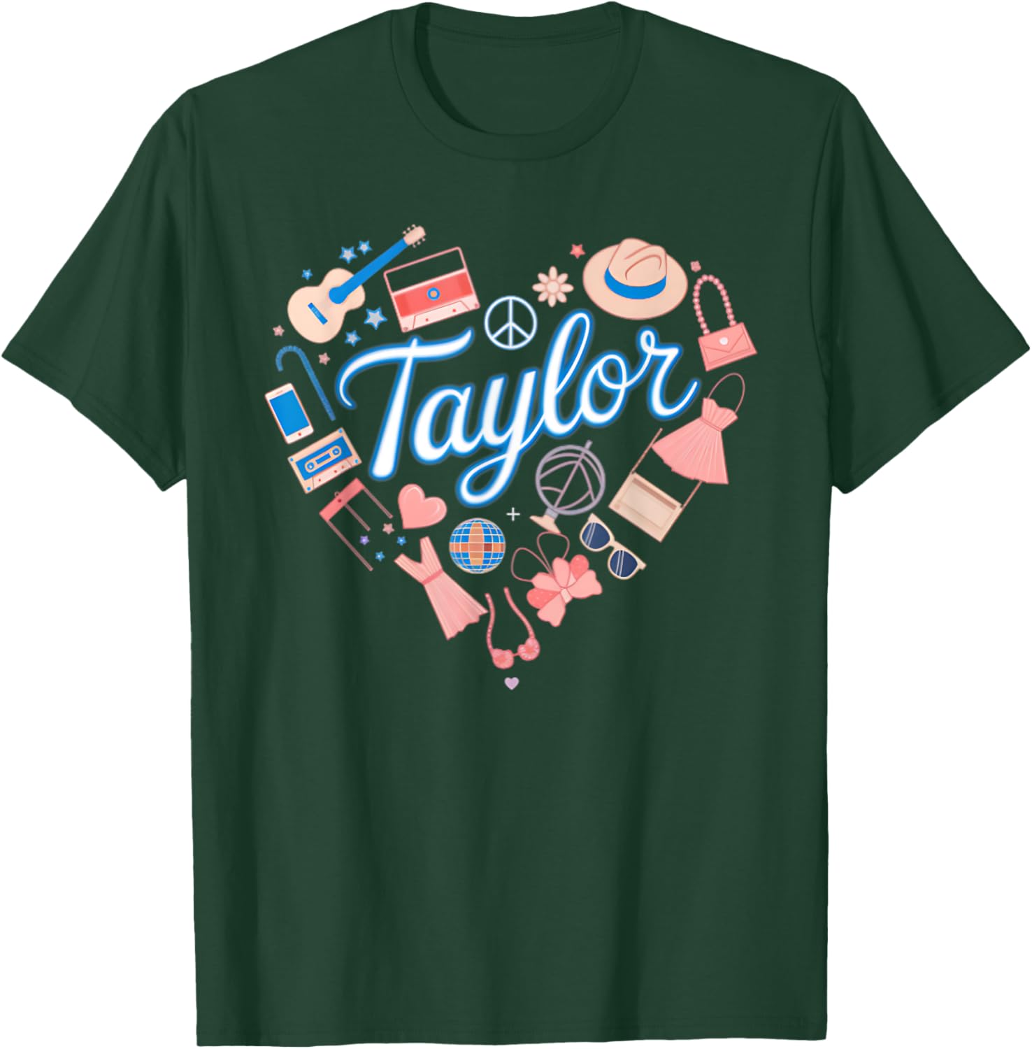 Personalized Girl Retro Heart T-Shirt with Taylor Name for Stylish Kids - 11