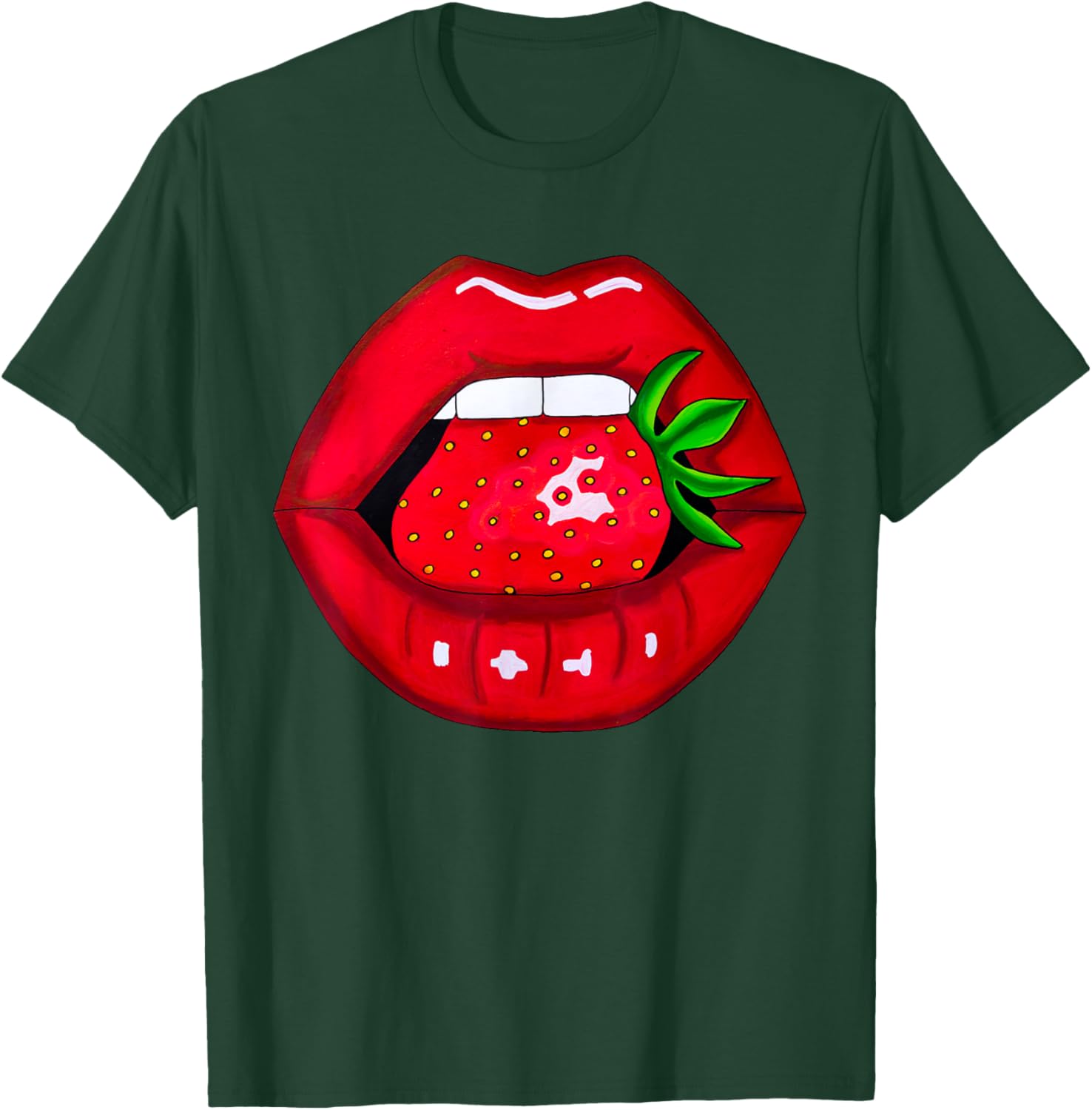Sexy Strawberry Lips Red Lipstick Women's T-Shirt for Fun Fashion - 12
