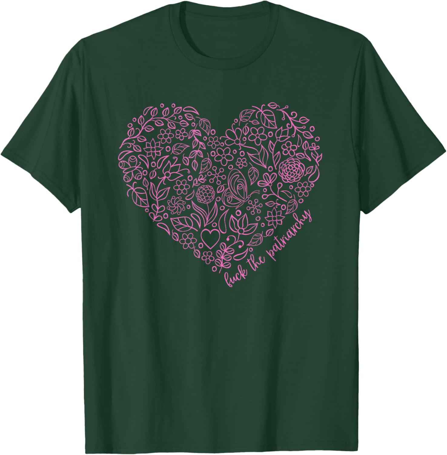 Subtle Nature Heart Theme Feminist Fuck the Patriarchy T-Shirt - 8