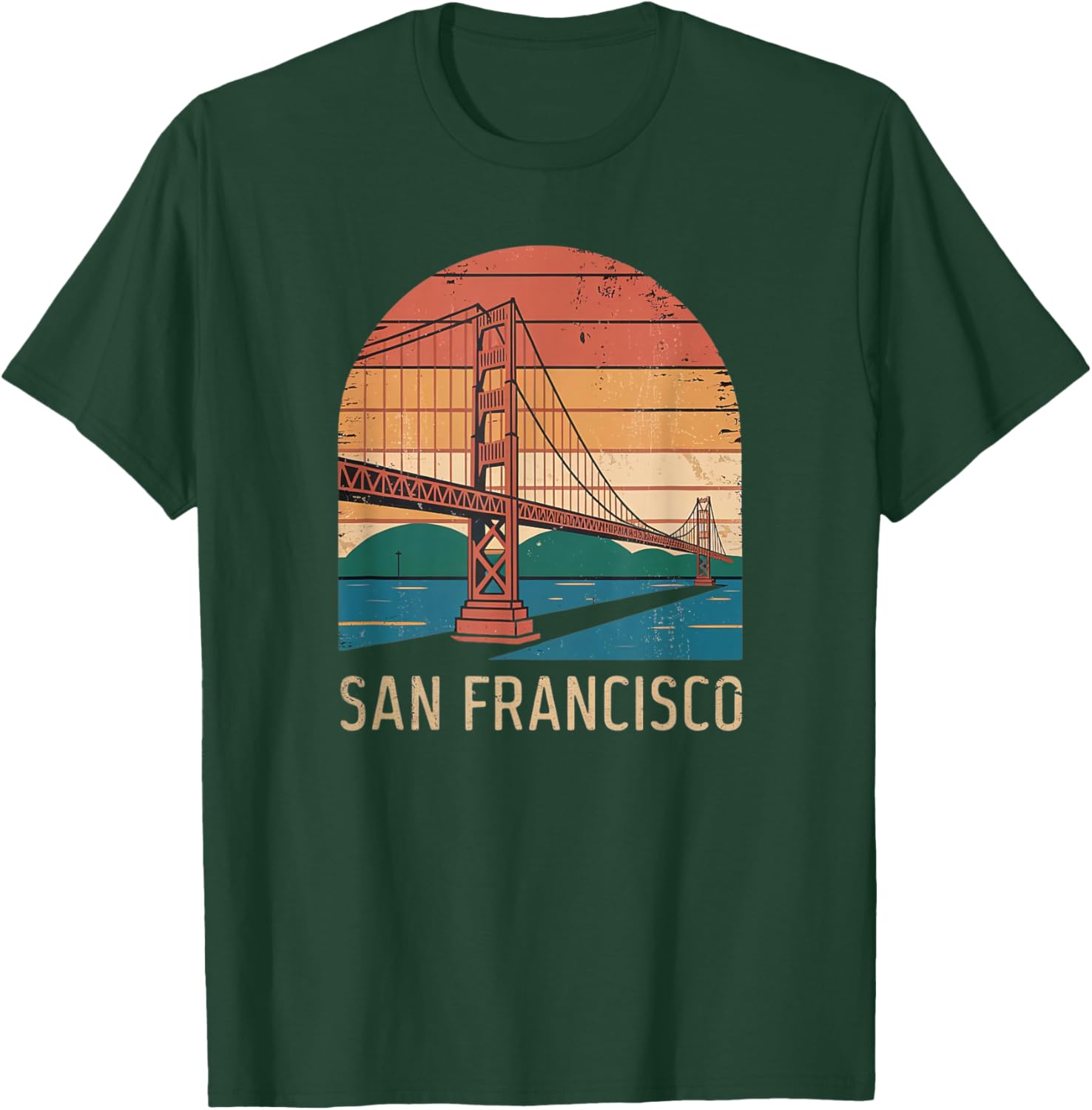 Retro San Francisco Bridge Sunset T-Shirt for Vintage Style Lovers - 23