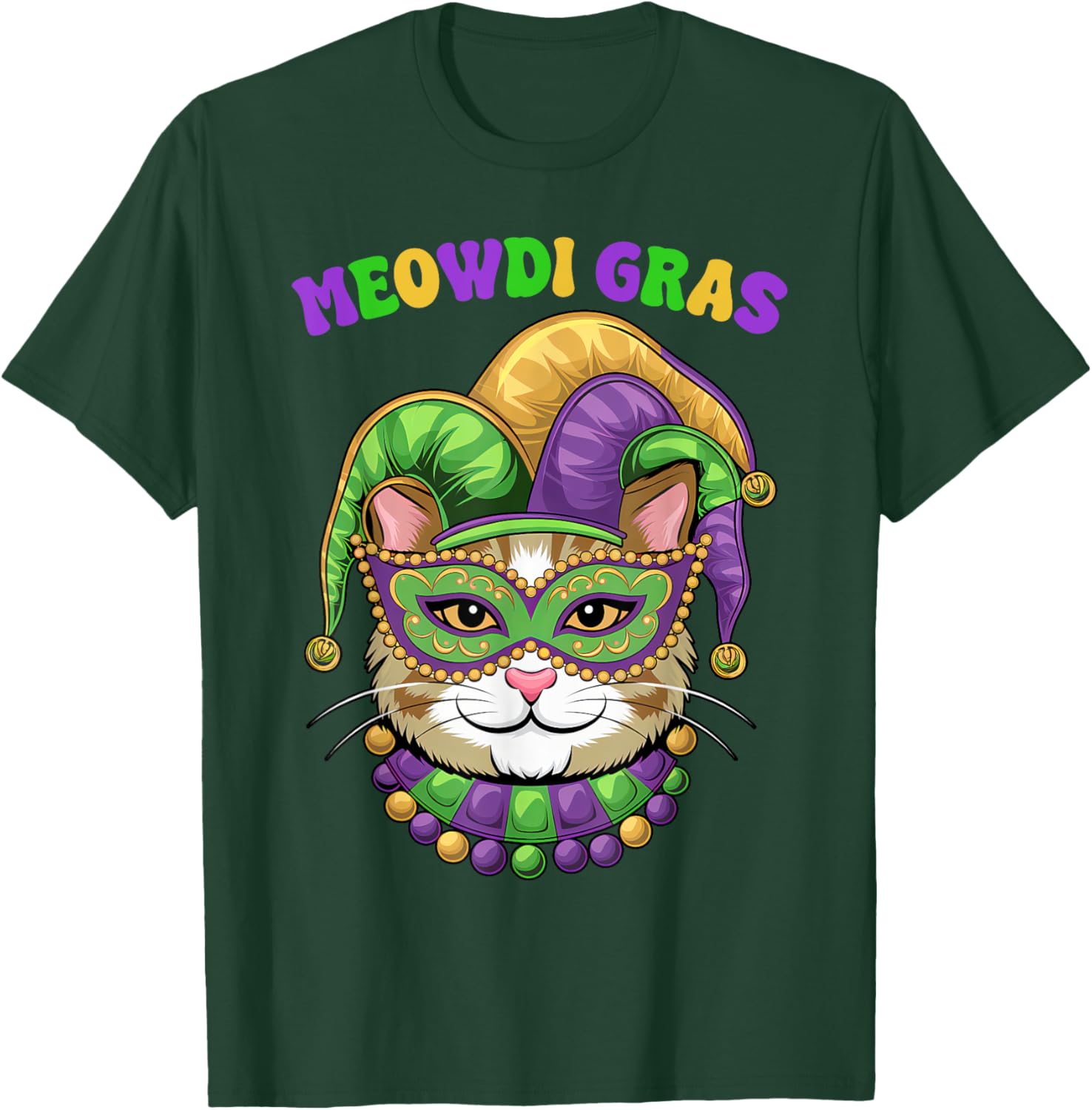 Meowdi Gras Mardi Gras Cat Lover T-Shirt New Orleans Style Fun Apparel - 3