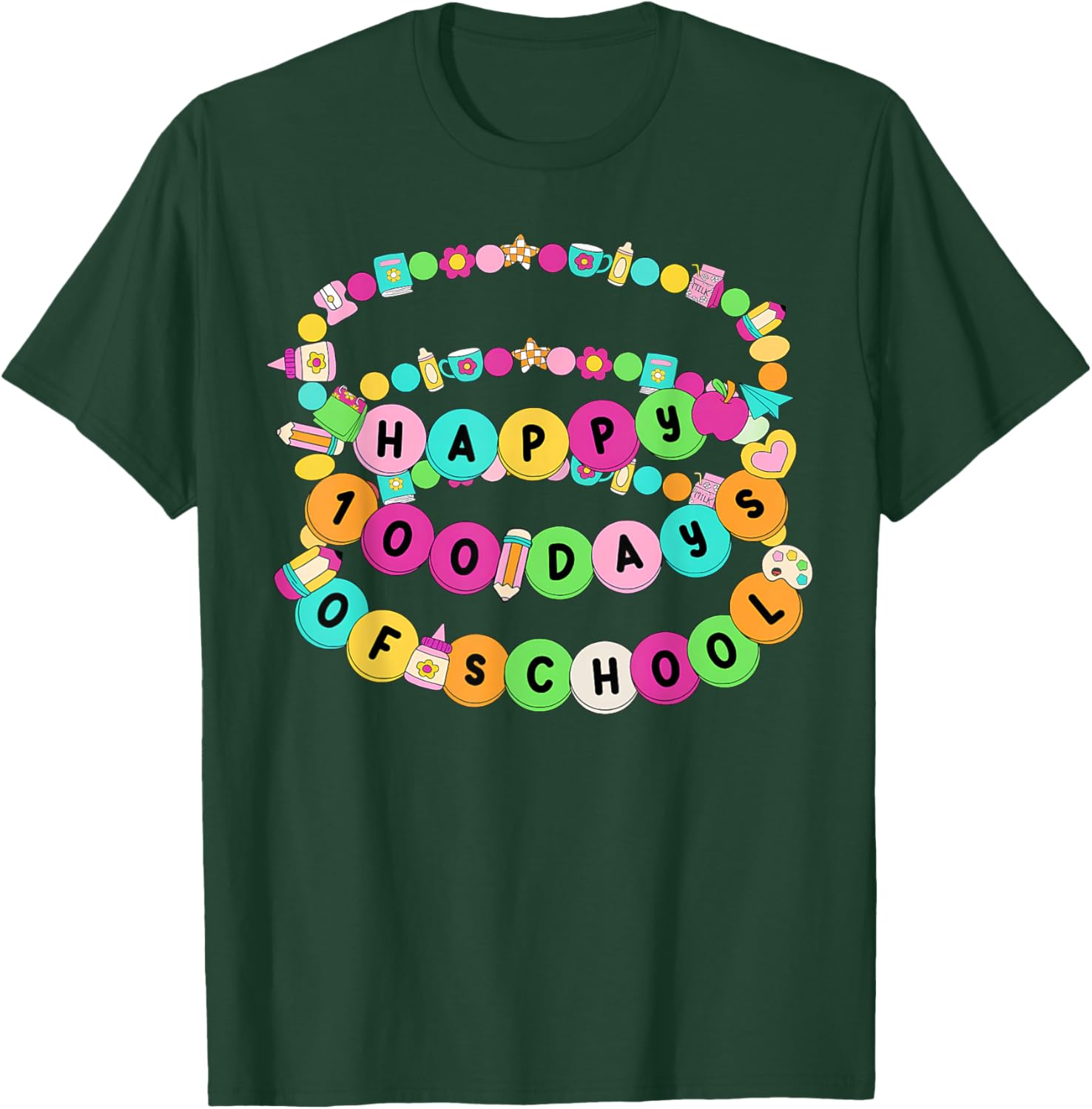 Happy 100 Days School Fun T-Shirt for Teachers and Students - 18