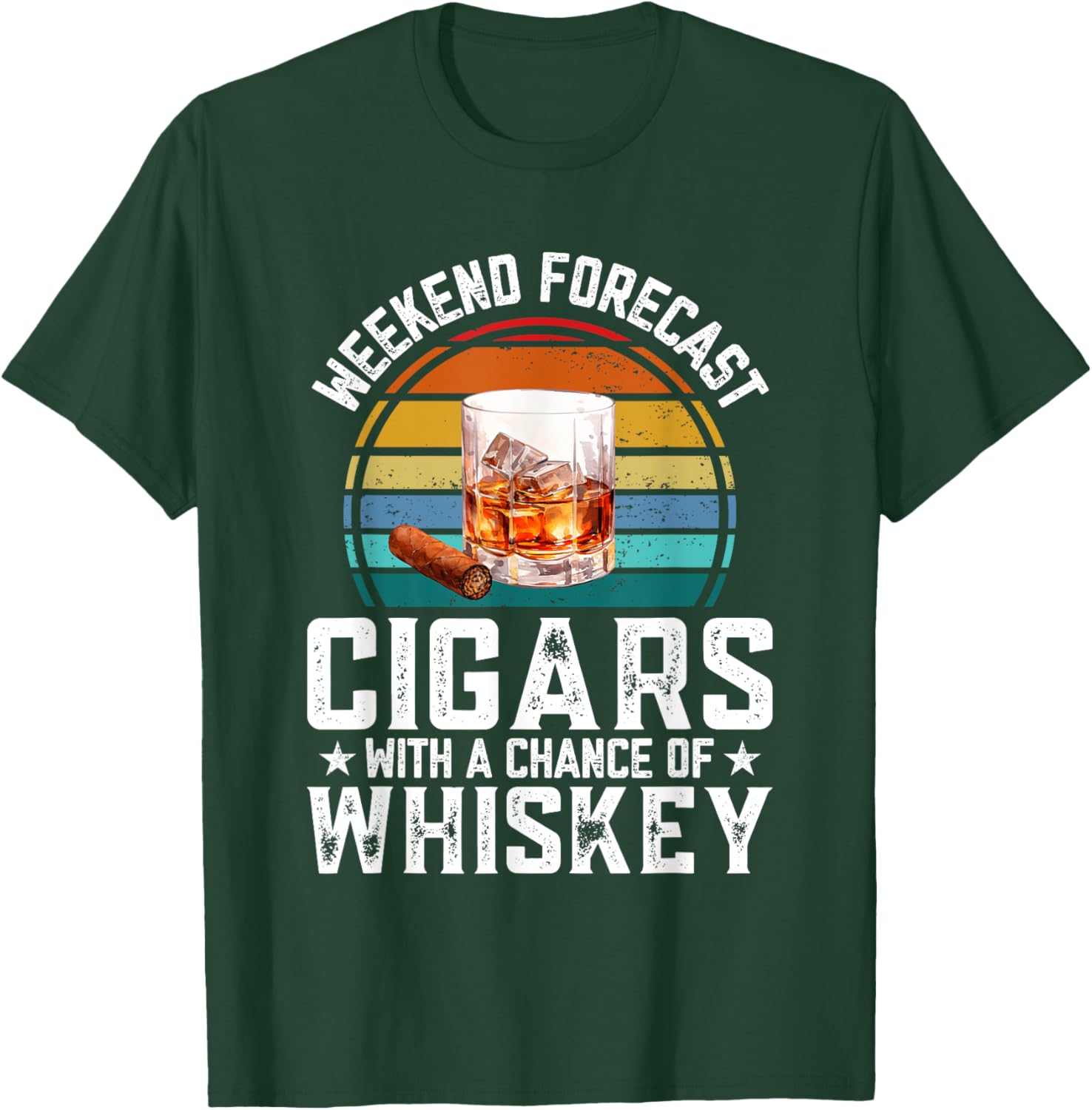 Bourbon Weekend Forecast Cigars T-Shirt with Whiskey Vibes for Relaxation - 2