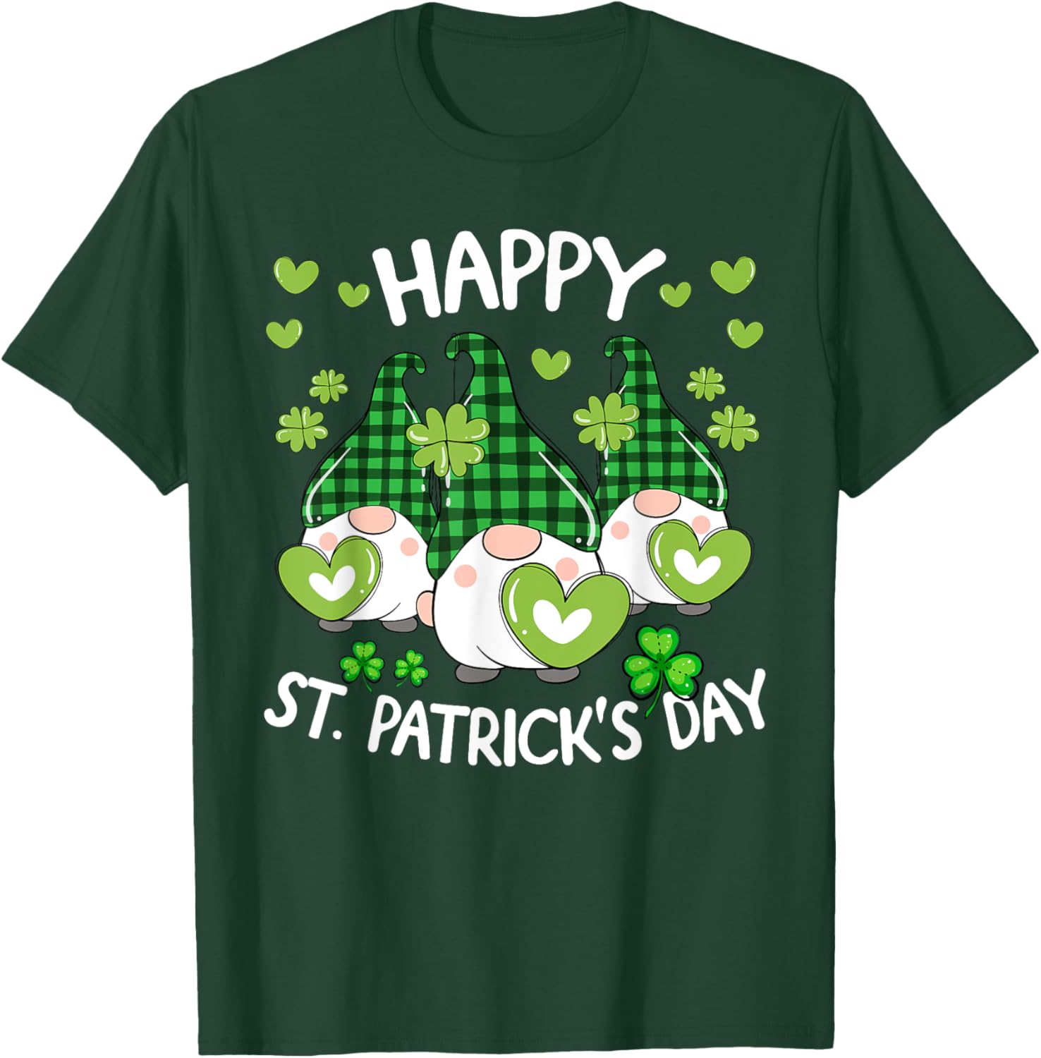 Happy St Patricks Day Gnome Shamrock T-Shirt for Women and Kids - 5