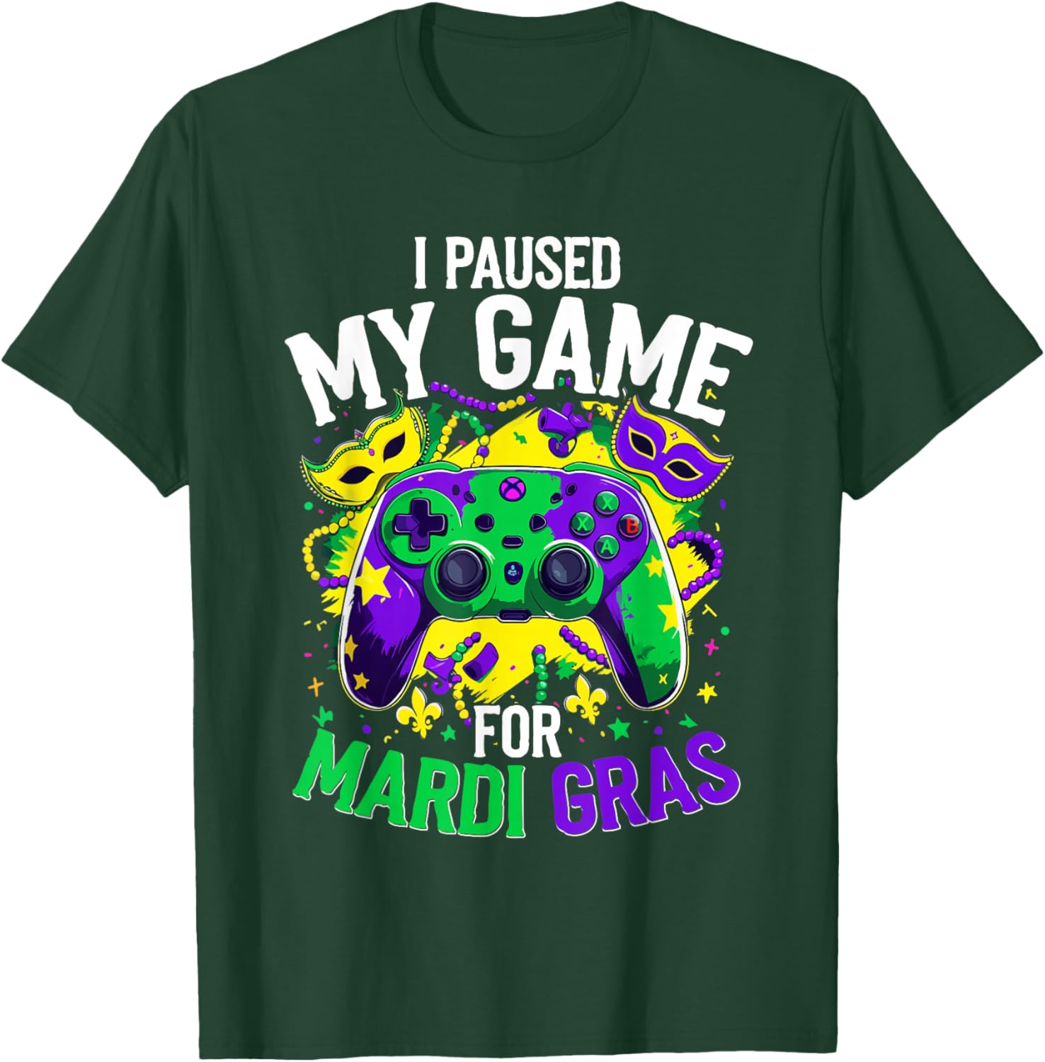 Mardi Gras Gamer T-Shirt - I Paused My Game for Festive Fun - 9