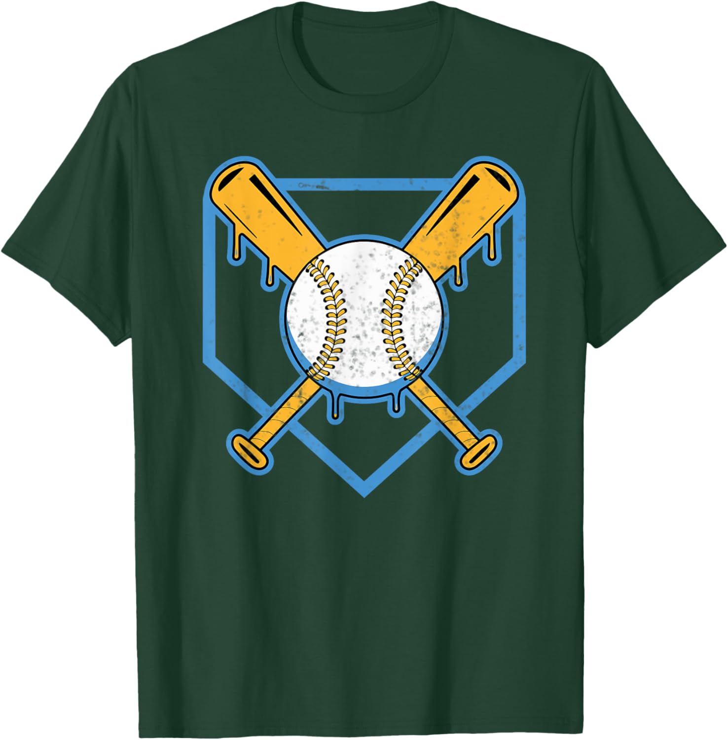 Yellow Baseball Home Plate Drip T-Shirt for Boys Sports Style - 2