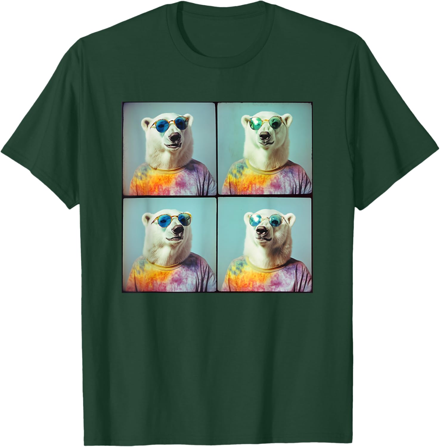 Colorful Tie Dye Polar Bear T-Shirt for Unique Hippie Style Fun - 4