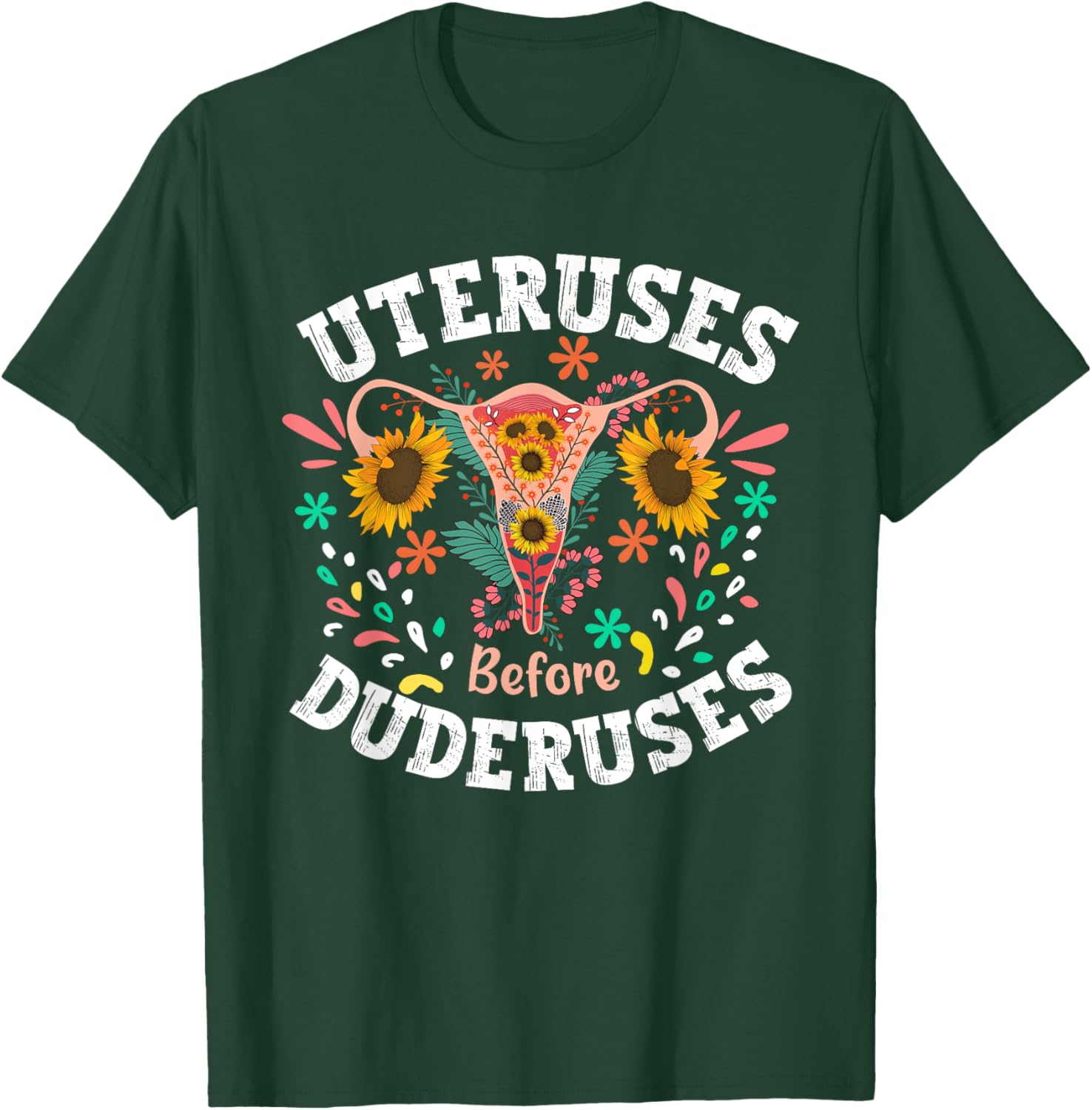 Galentines Day Floral Uterus T-Shirt for Feminist Empowerment Support - 14