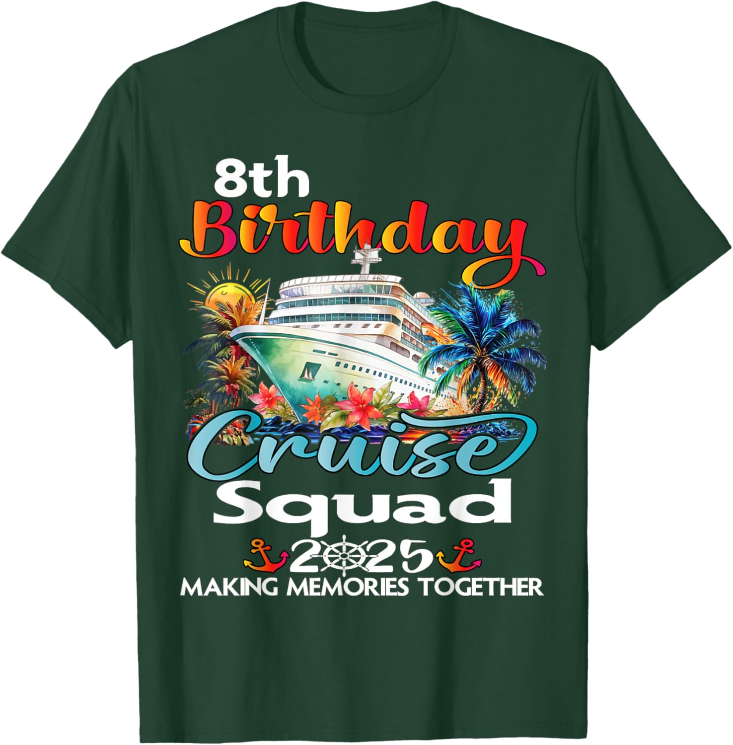 8th Birthday Cruise Squad Matching T-Shirt for Family and Friends - 3