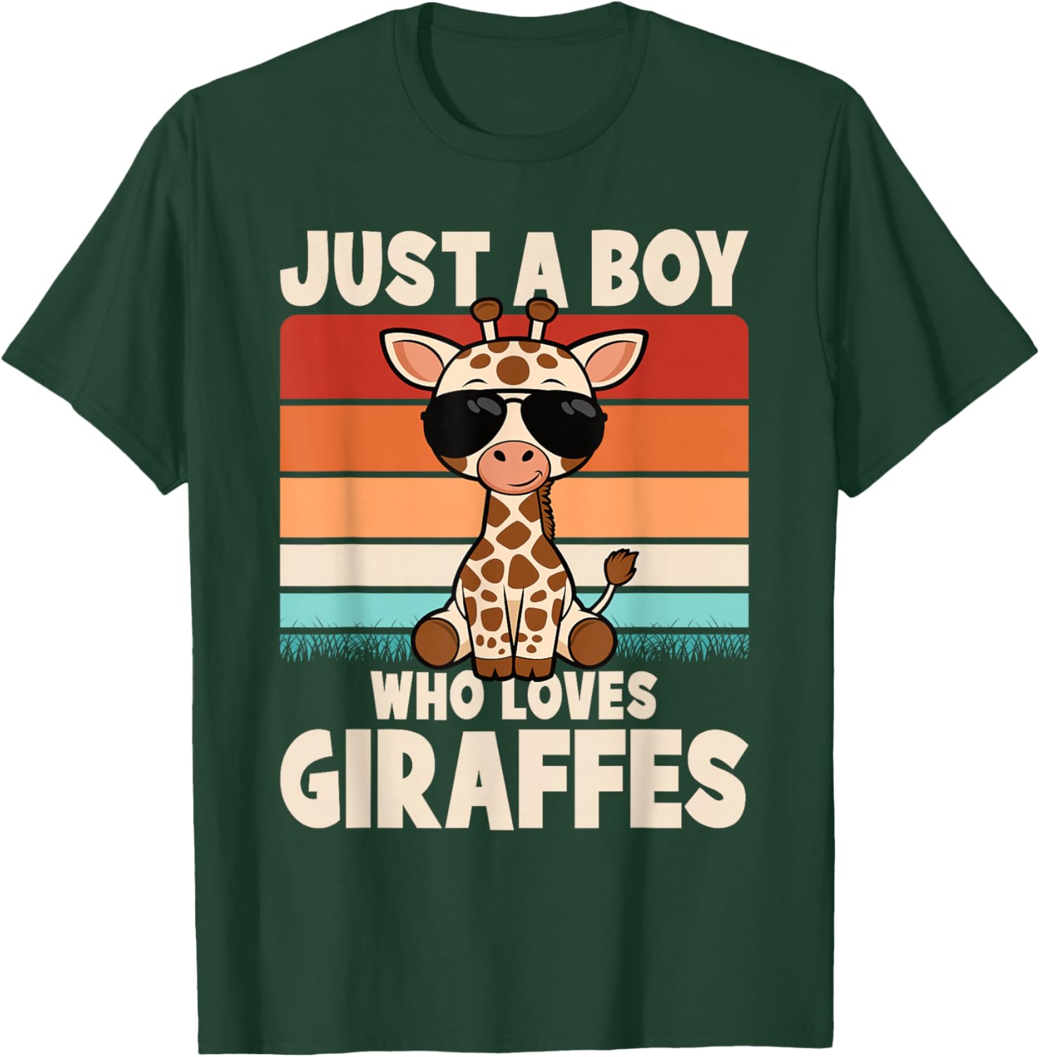 Just A Boy Who Loves Giraffes Retro Wild Animal Kids T-Shirt - 5