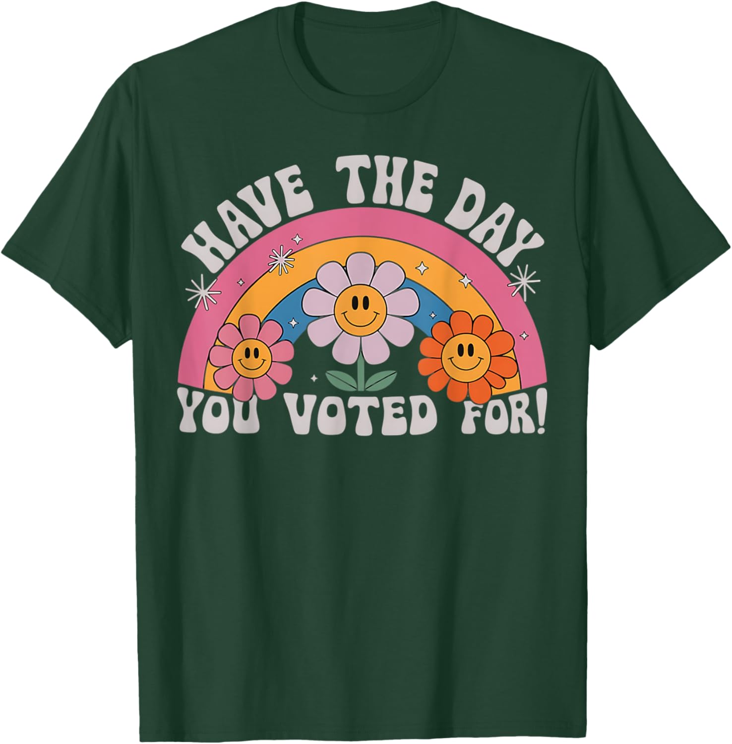 Funny Groovy Rainbow Flower T-Shirt Perfect for Voting Day Pride - 11