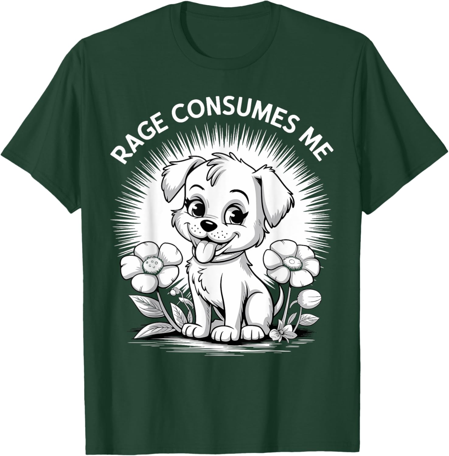 Cute Funny Puppy Rage Flower Meme Retro T-Shirt for Dog Lovers - 9