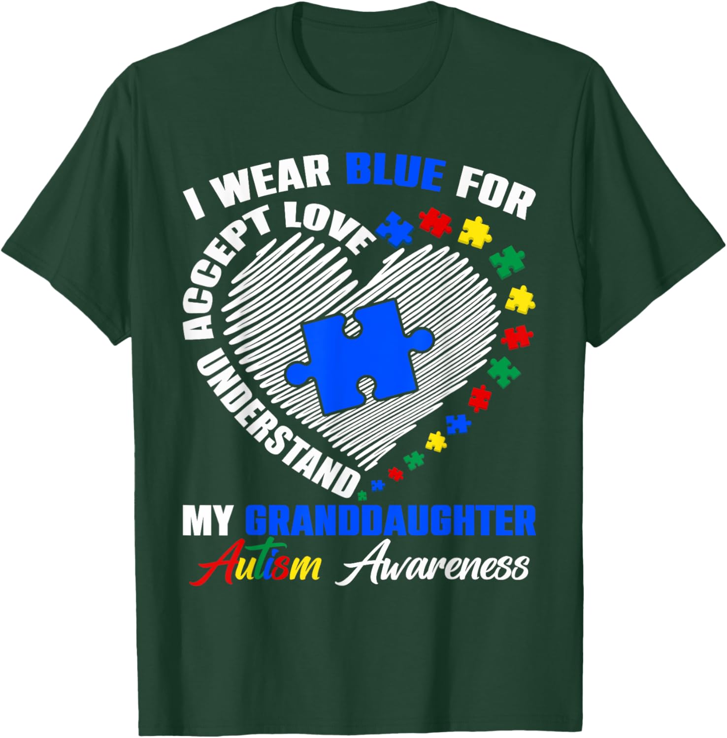Blue Puzzle Pie T-Shirt for Autism Awareness - Perfect for Granddaughters - 17