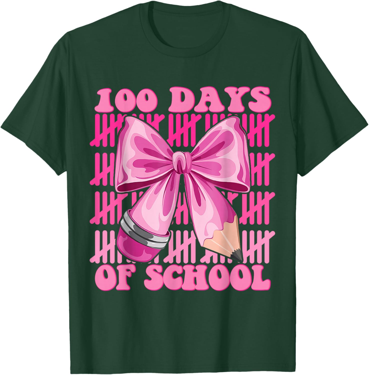 100 Days of School Girls Coquette Bow T-Shirt for Celebrating Milestones - 24