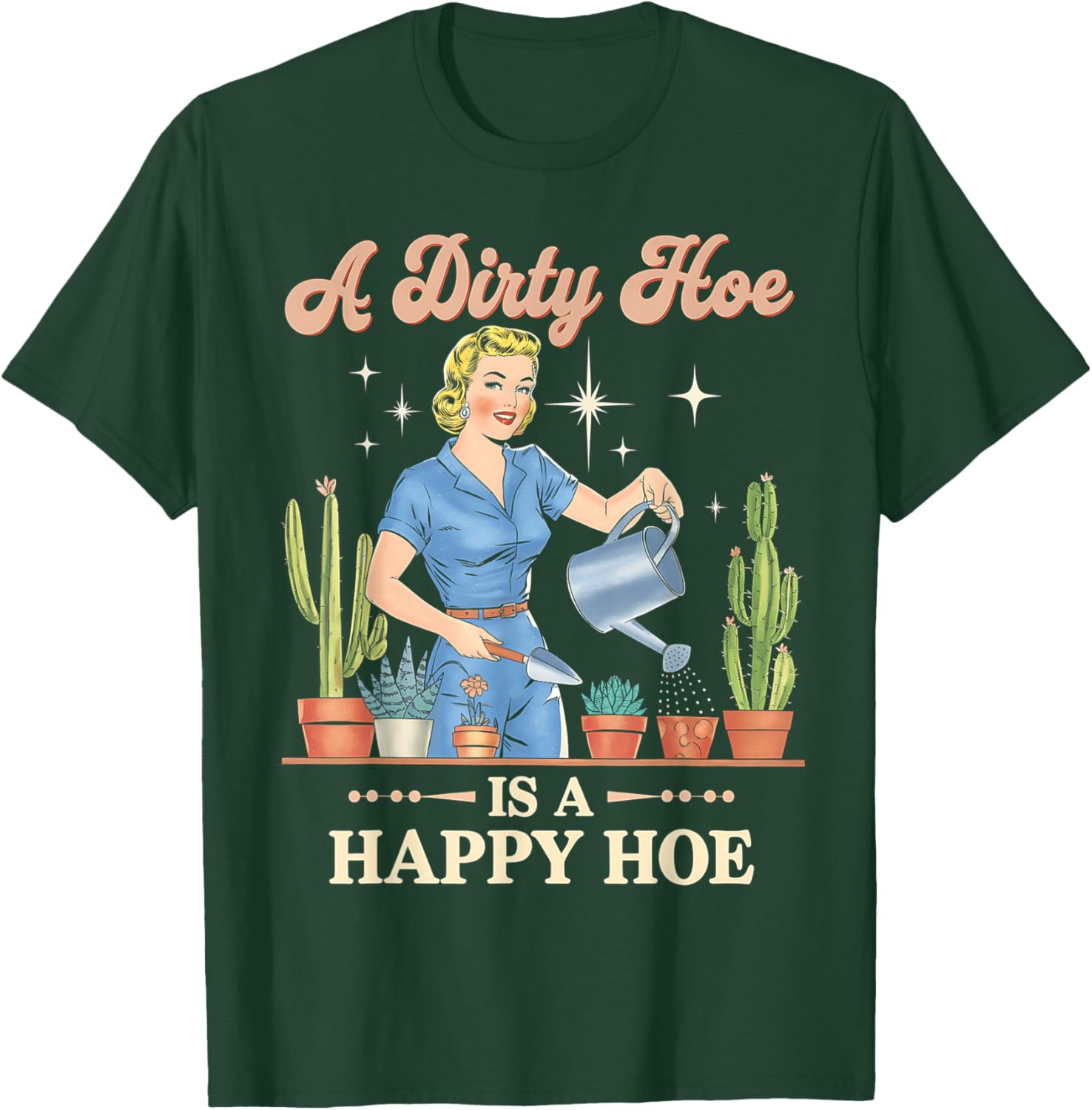 Gardener Plant Lady T-Shirt - A Dirty Hoe Is A Happy Hoe Design - 11