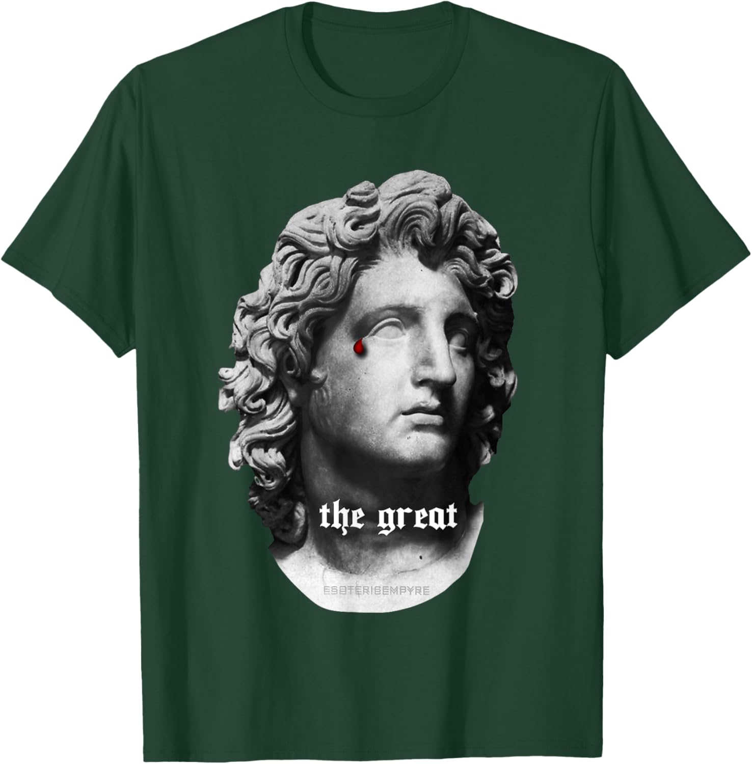 Alexander the Great Bust T-Shirt with Unique Bloody Teardrop Design - 13