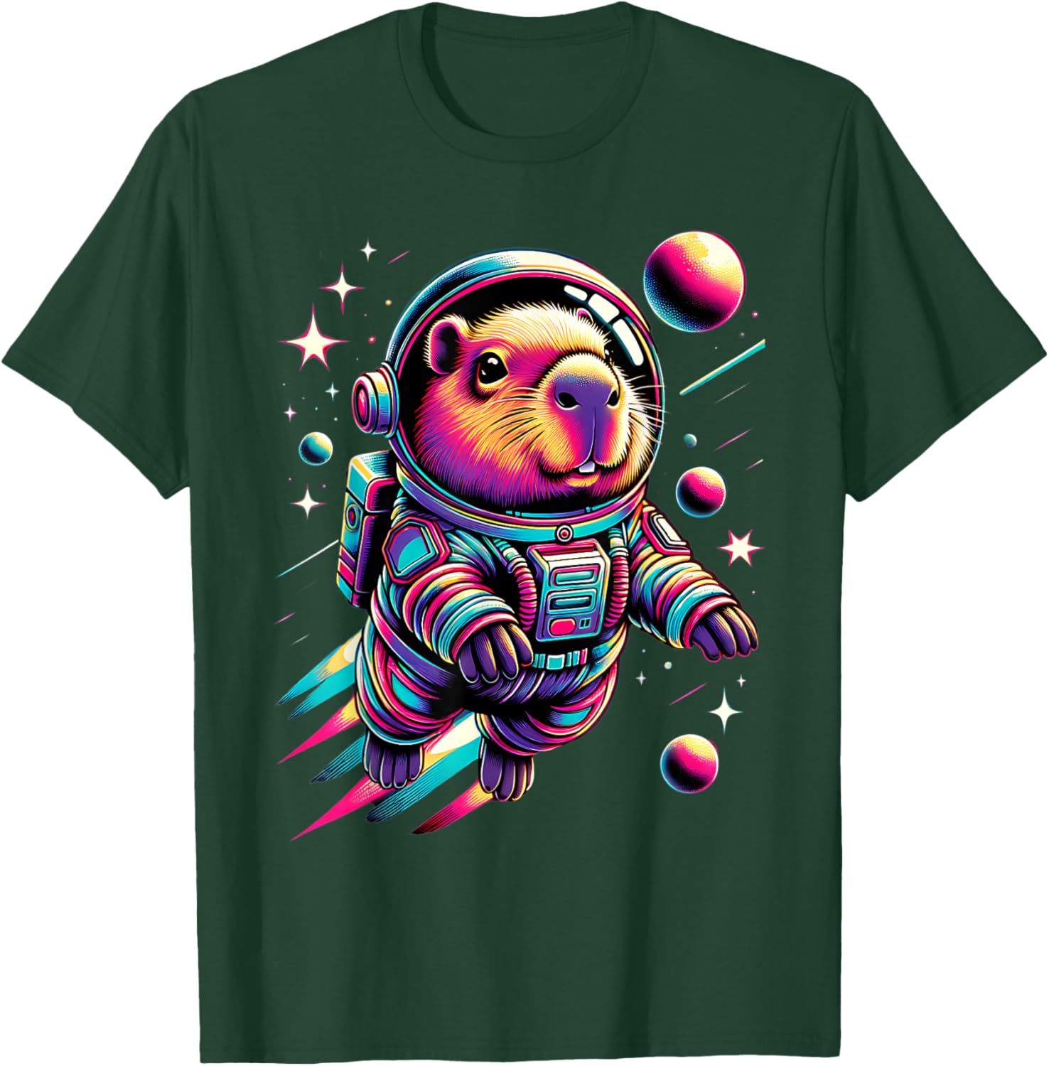 Adorable Space Capybara Astronaut T-Shirt for Animal Lovers - 12