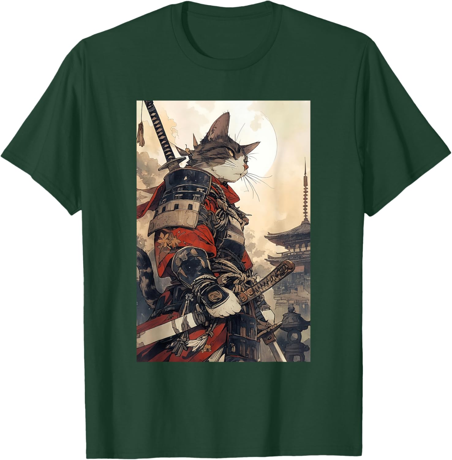 Samurai Cat Graphic Tee Vintage Japanese Art for Men, Women, Kids - 9