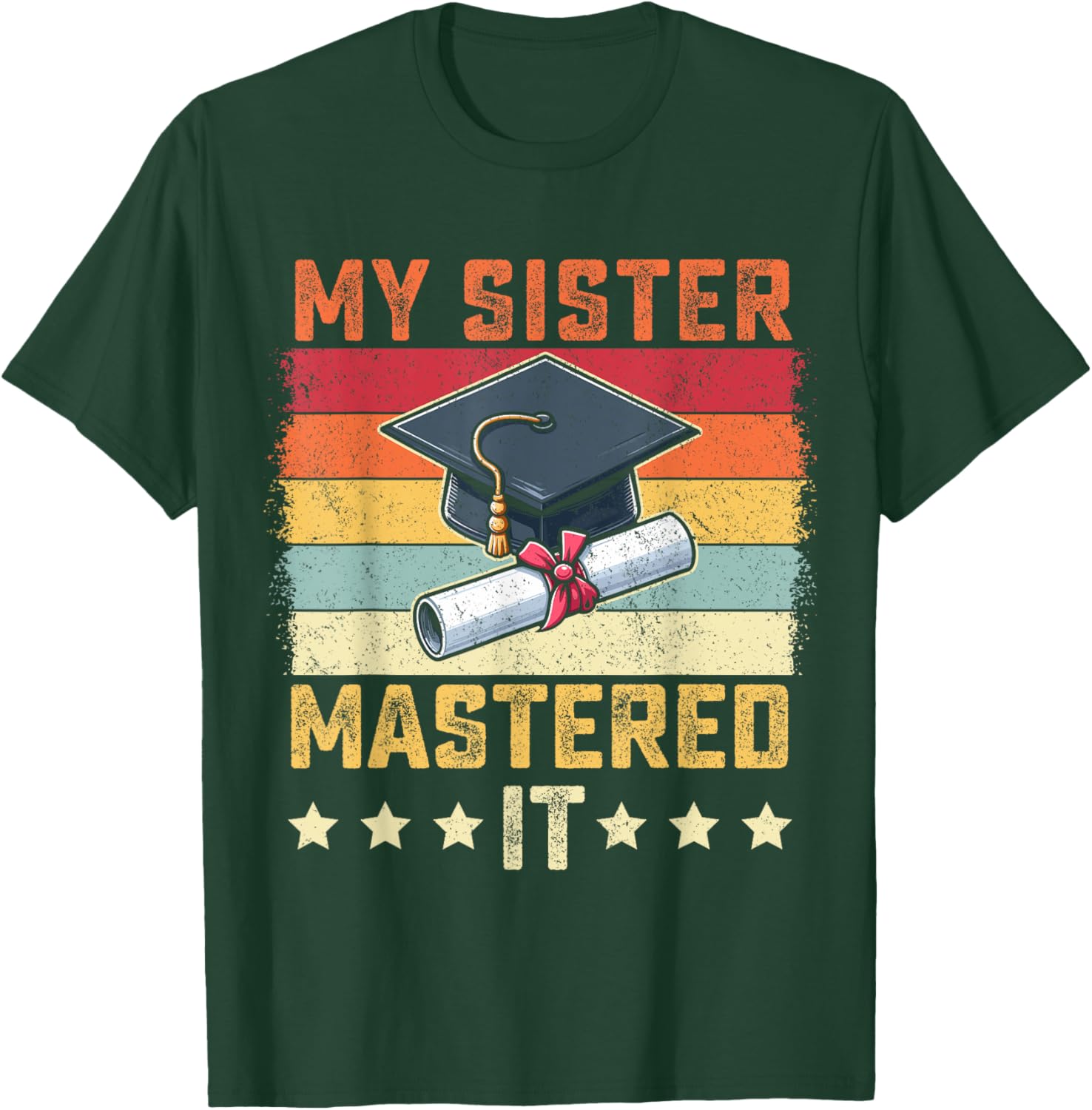My Sister Mastered It Vintage Graduation T-Shirt for Proud Family Celebrations - 14