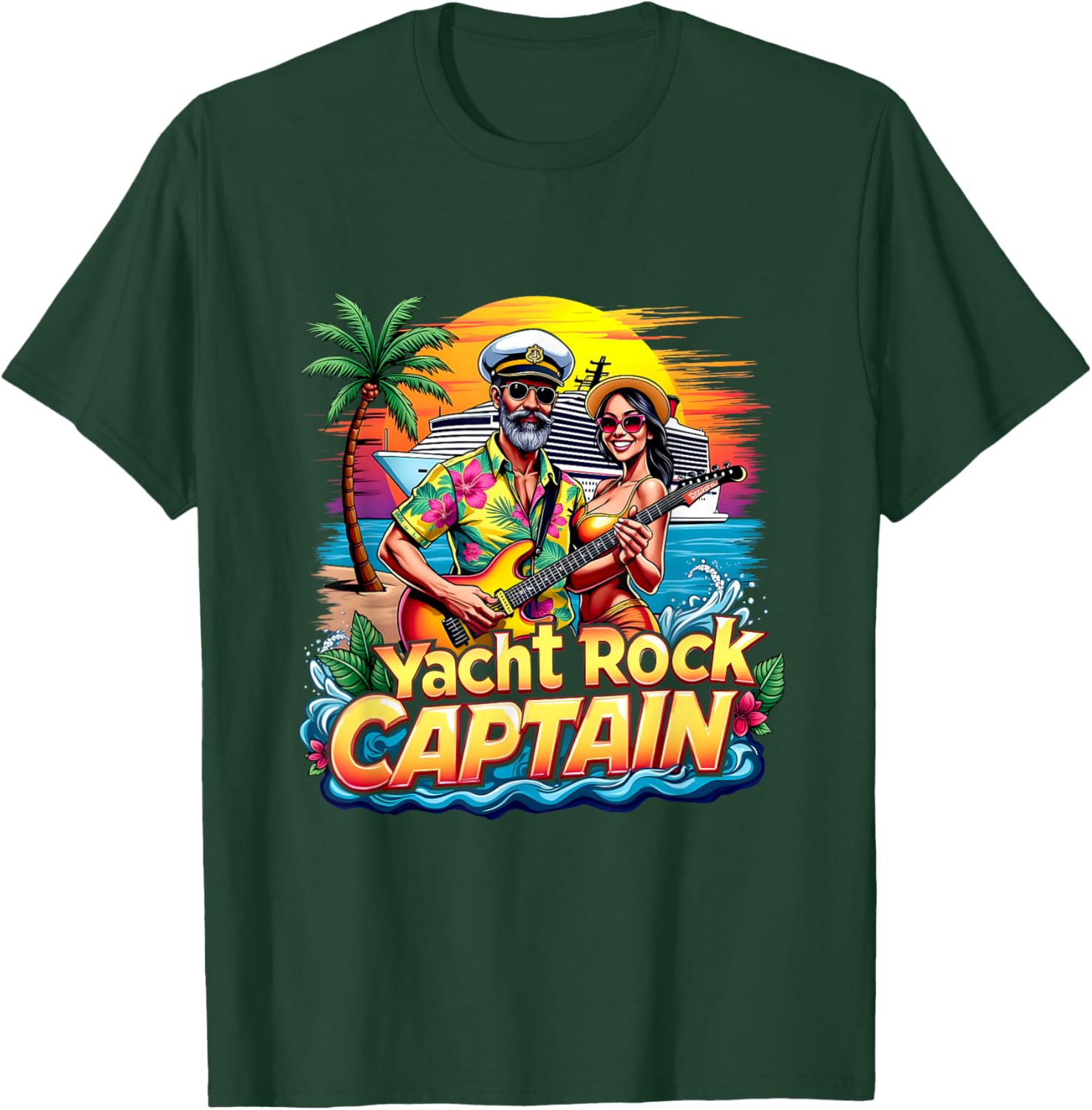 Retro Yacht Rock Captain Tropical Cruise Squad T-Shirt for Fun Parties - 8