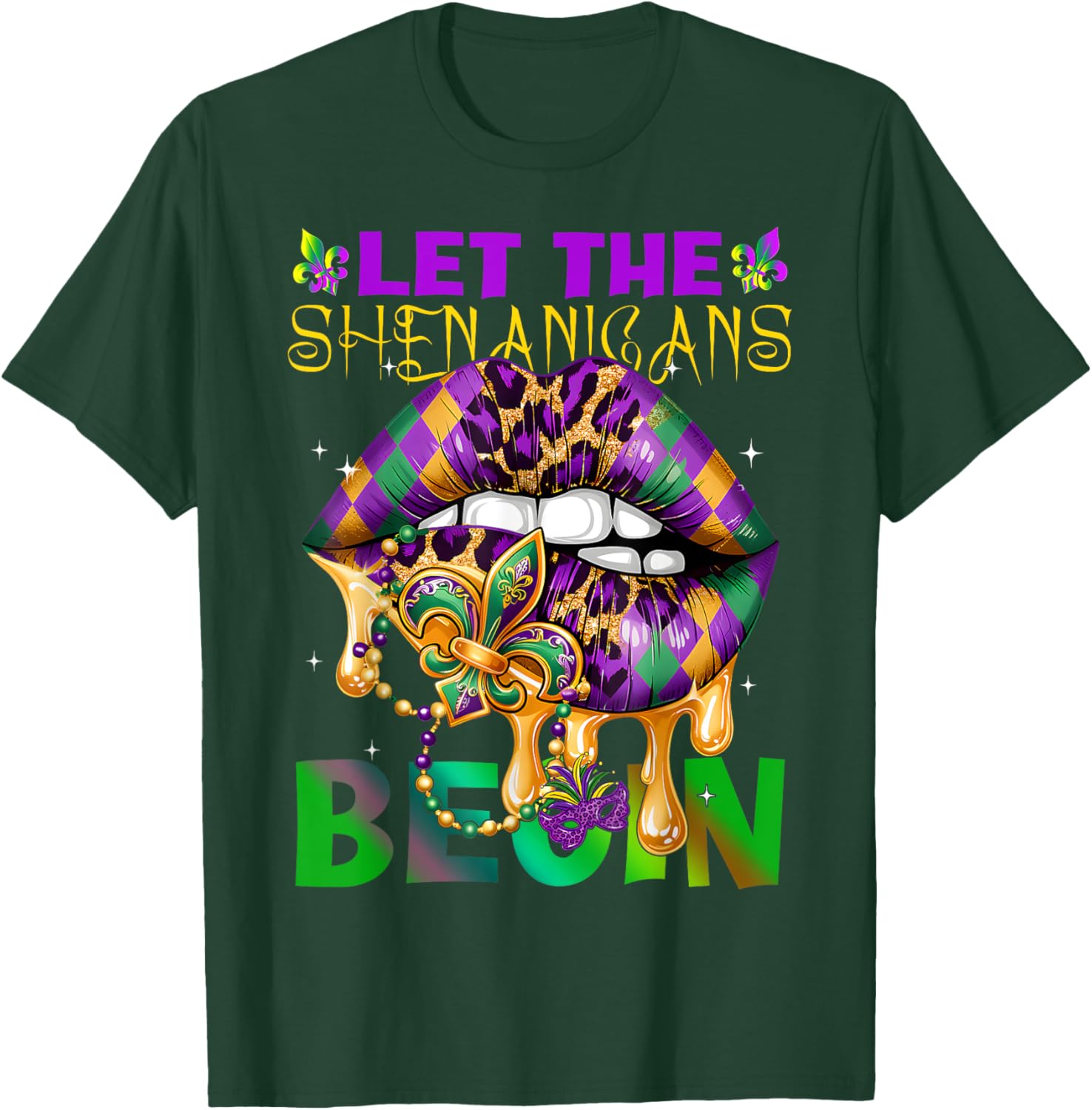 Let The Shenanigans Begin Mardi Gras T-Shirt for Kids and Adults - 1