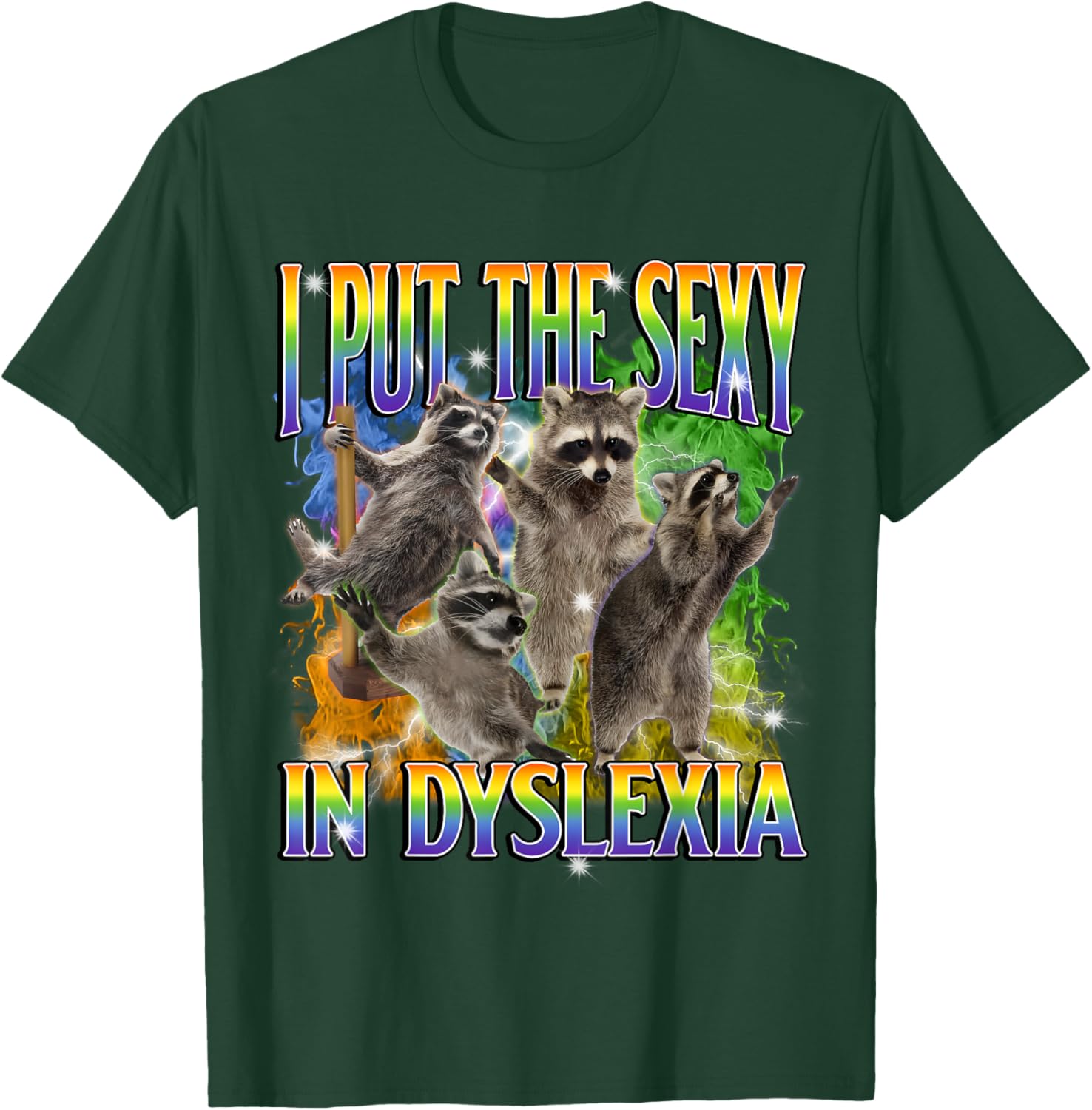 Funny Dyslexia Raccoon Meme T-Shirt – Unique and Unhinged Style - 17