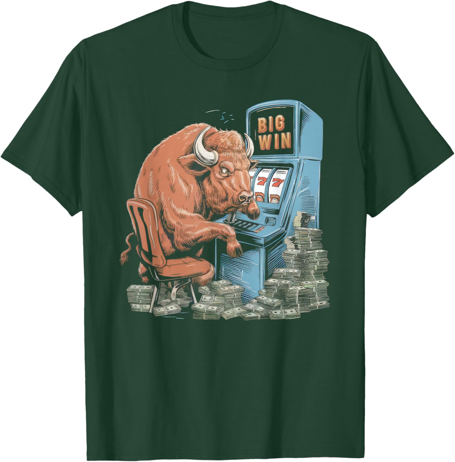 Lucky Buffalo Casino Slot Machine T-Shirt for Gamblers and Slots Fans - 14