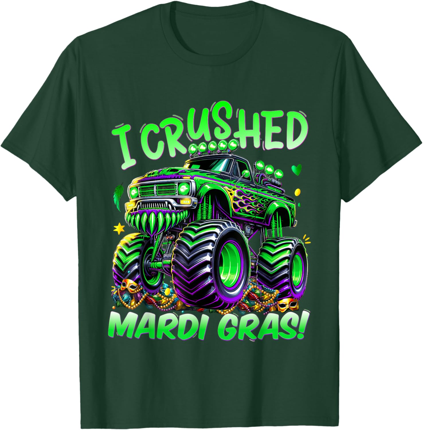 I Crushed Mardi Gras Monster Truck Tee for Boys and Kids Fun Shirt - 5