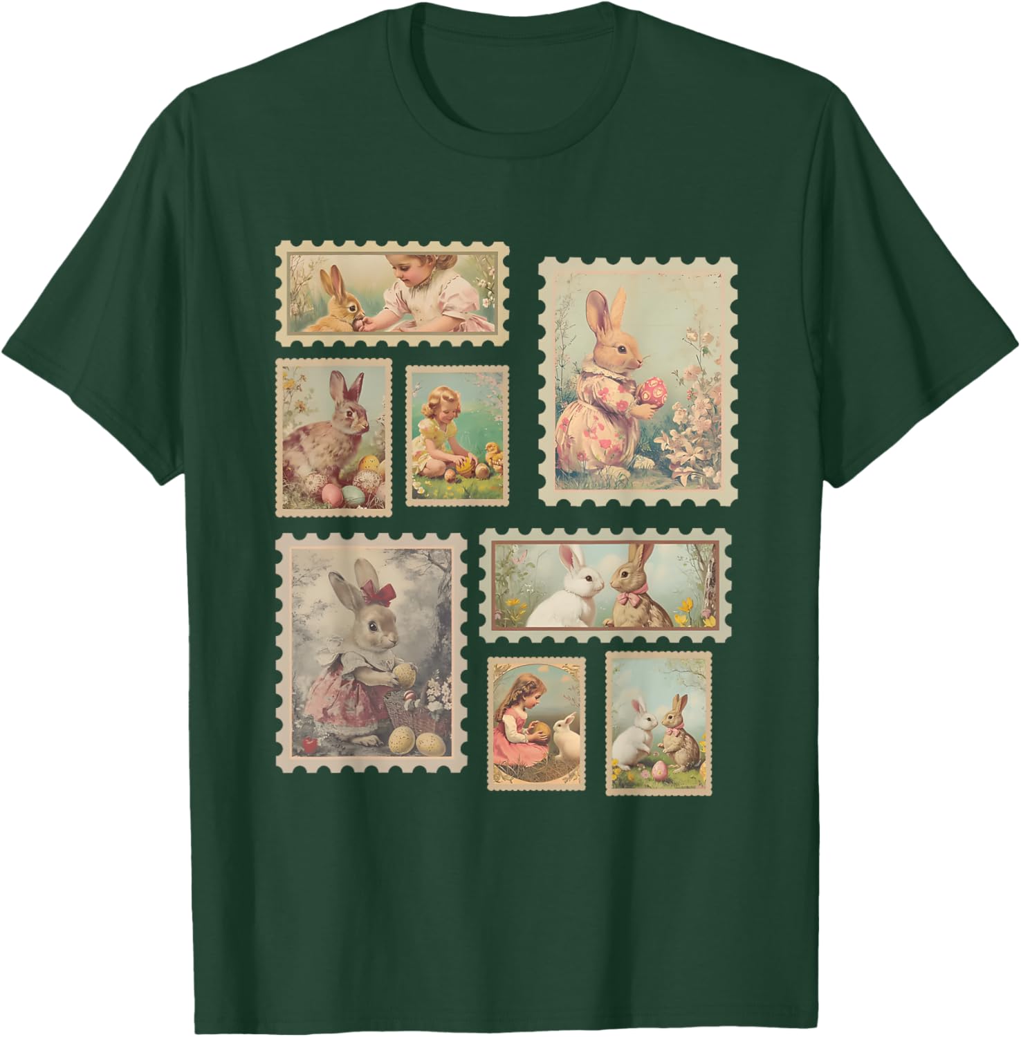 Retro Easter Bunny T-Shirt for Women Cute Spring Fashion Top - 11